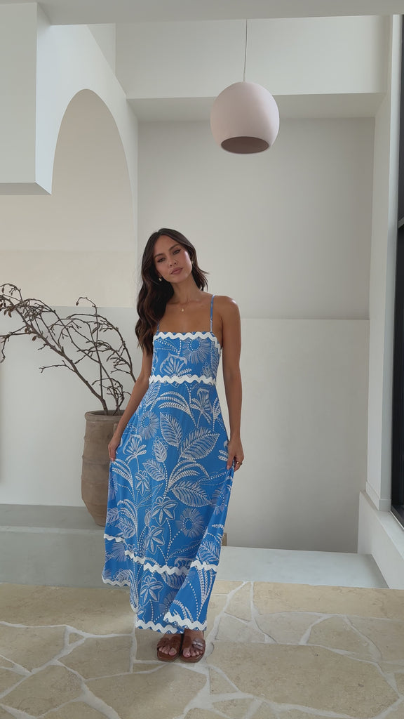 Aloha Maxi Dress - Blue Leaf - Billy J