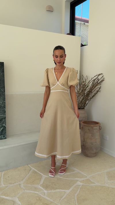 Load and play video in Gallery viewer, Nakisha Maxi Dress - Beige
