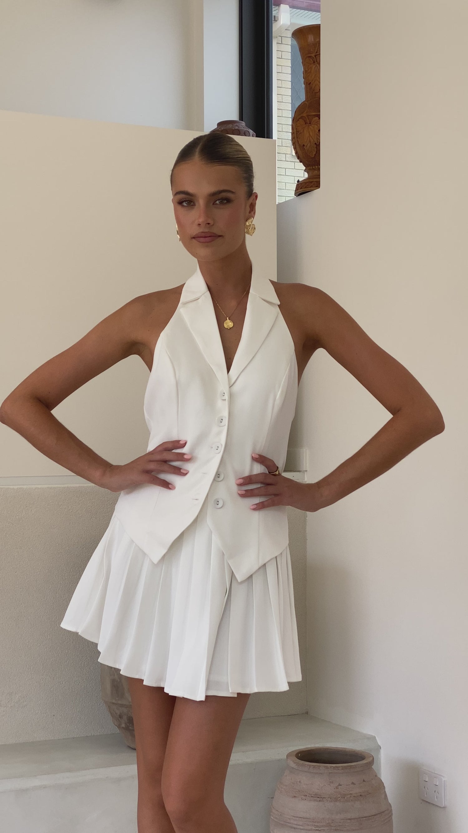 Yetta Vest Top - White - Billy J