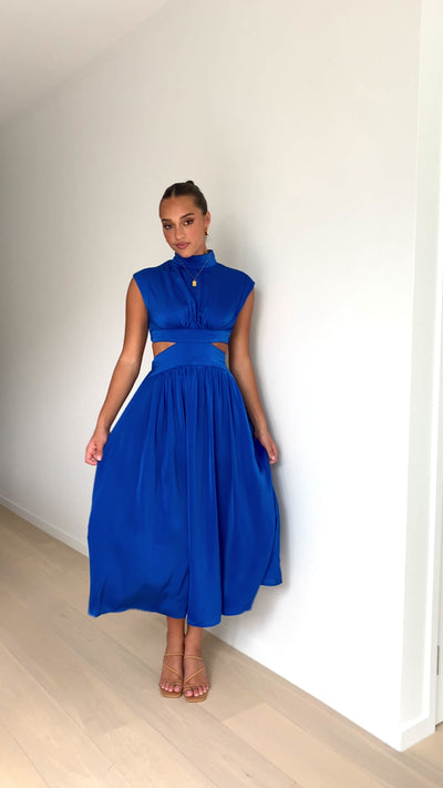 Load and play video in Gallery viewer, Cindie Midi Dress - Cobolt Blue
