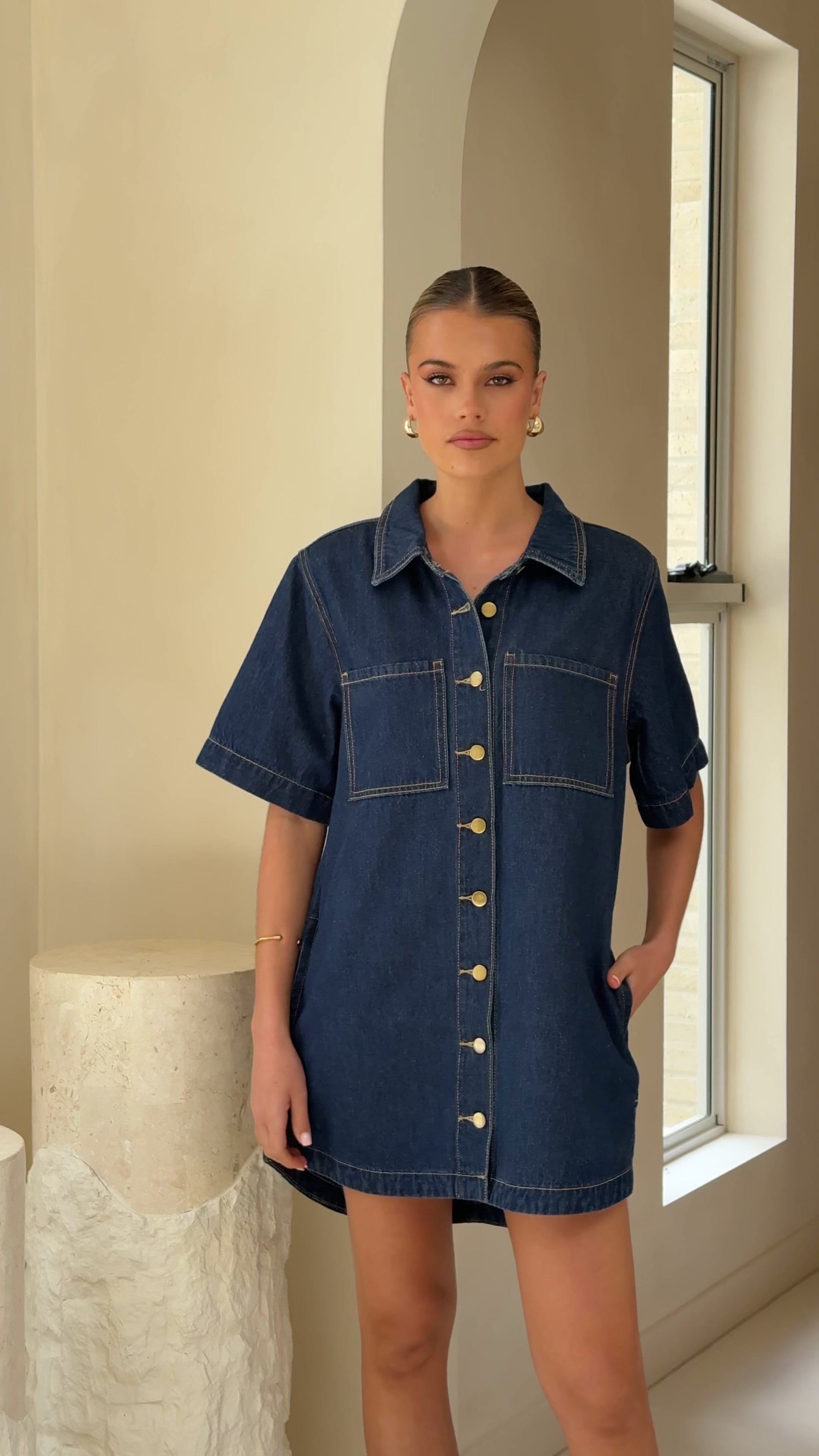 Rayna Denim Mini Dress - Indigo - Billy J