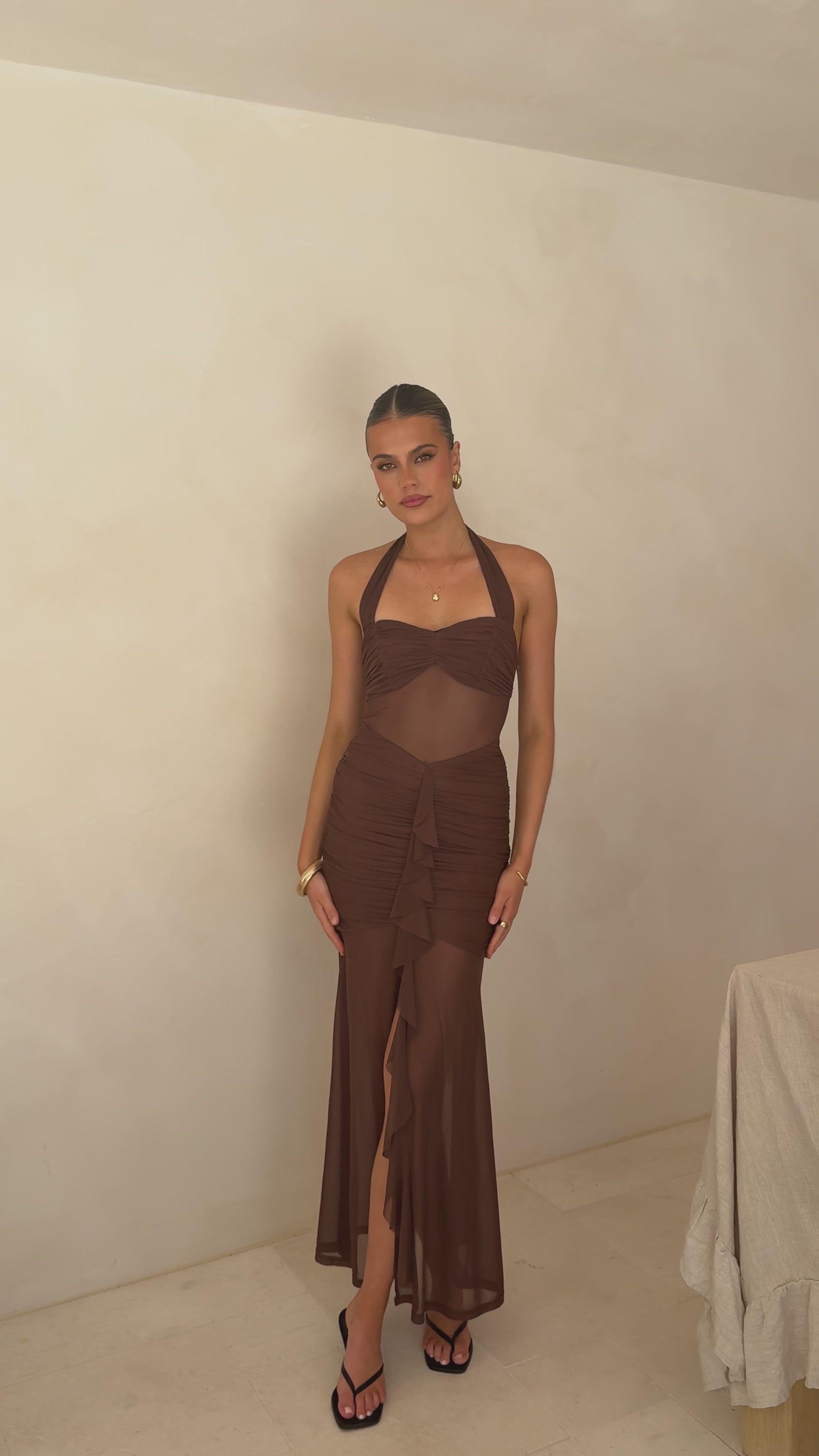 Load video: Alani Maxi Dress - Chocolate - Billy J