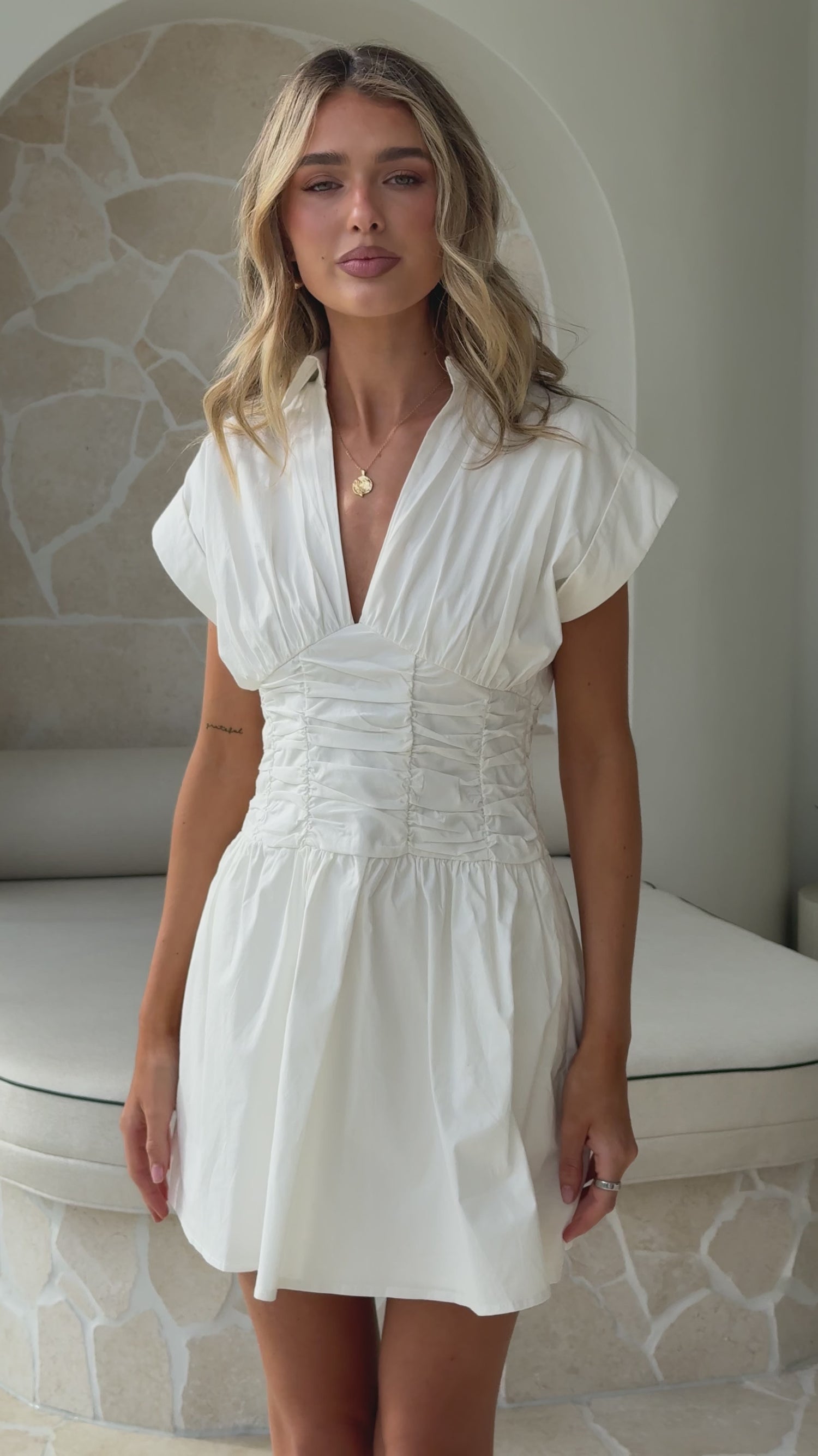 Alicia Mini Dress - White - Billy J