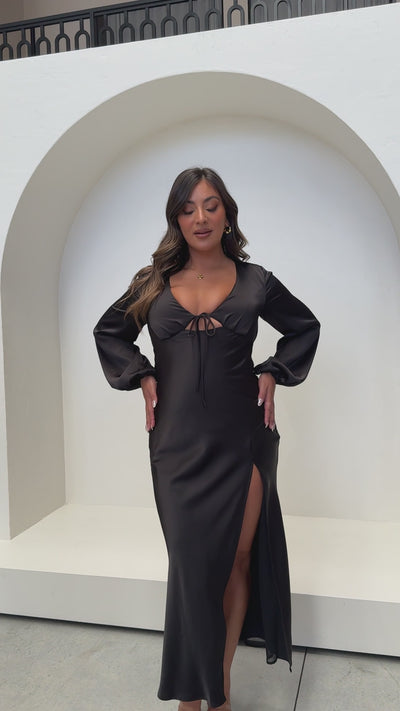 Load and play video in Gallery viewer, Brigitte Maxi Dress - Black
