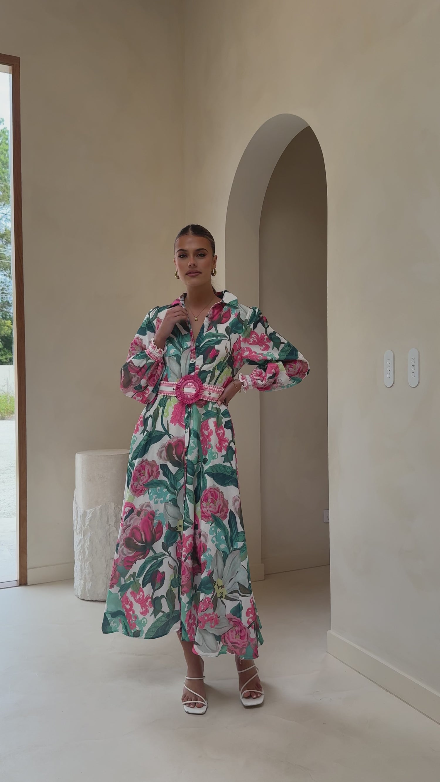 Aida Long Sleeve Maxi Dress - Spritz Pink - Billy J