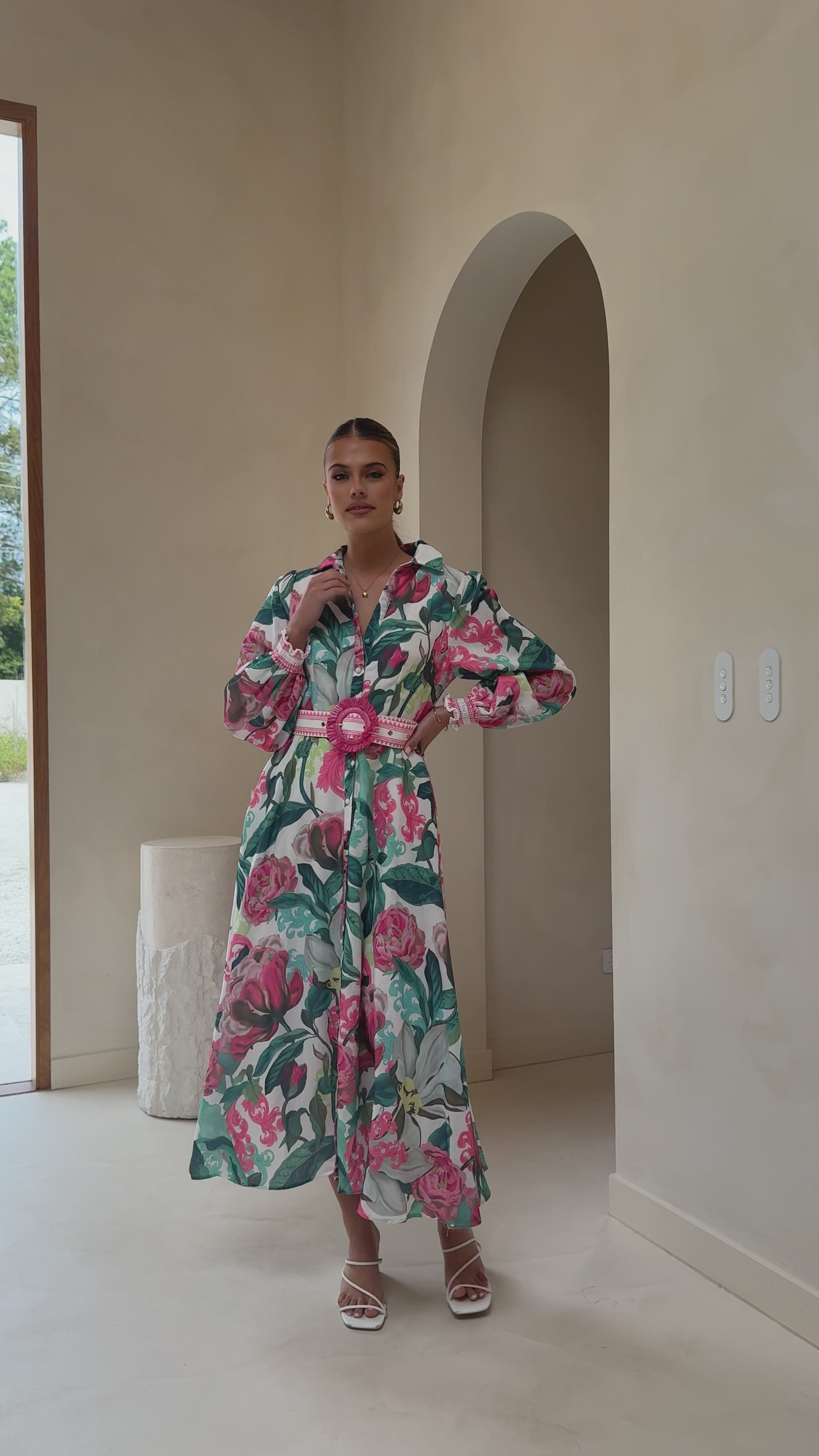 Aida Long Sleeve Maxi Dress - Spritz Pink - Billy J
