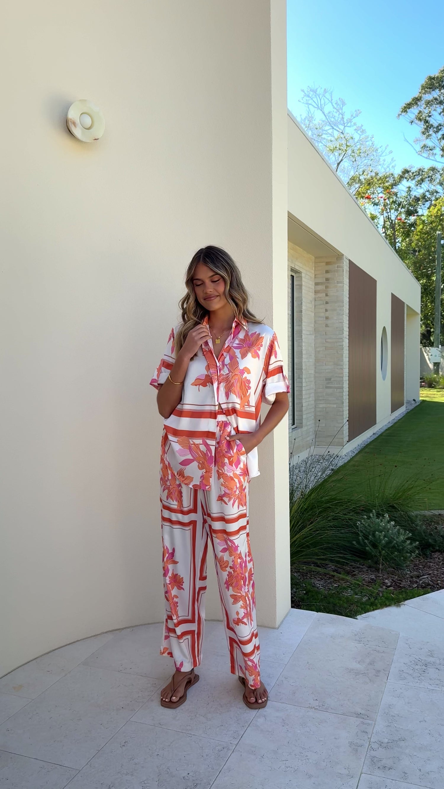 Valene Pants - Orange/White Print - Billy J