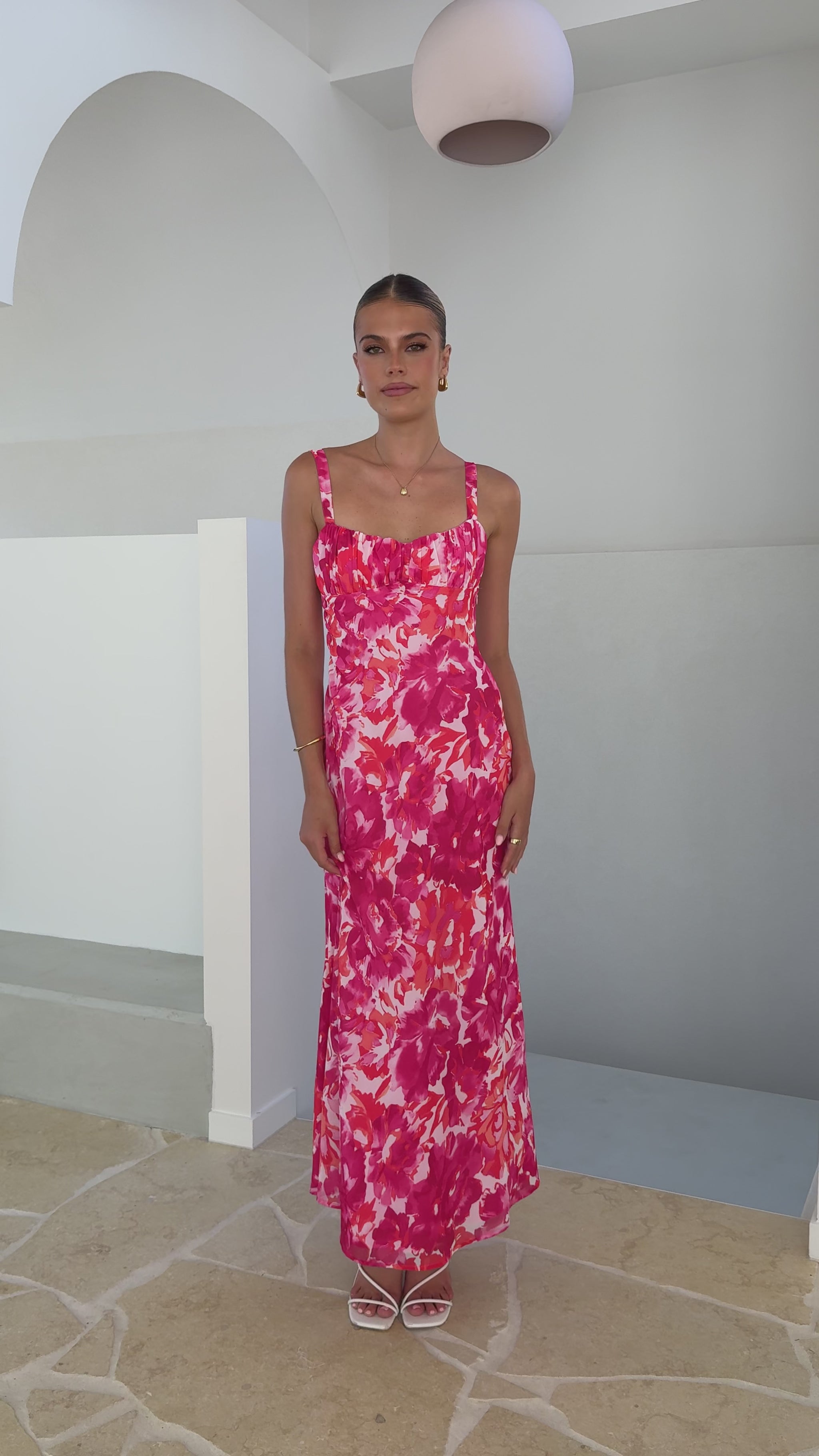 Margo Midi Dress - Pink/Red Floral - Billy J