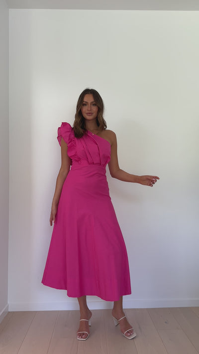 Load and play video in Gallery viewer, Stassie Midi Dress - Pink
