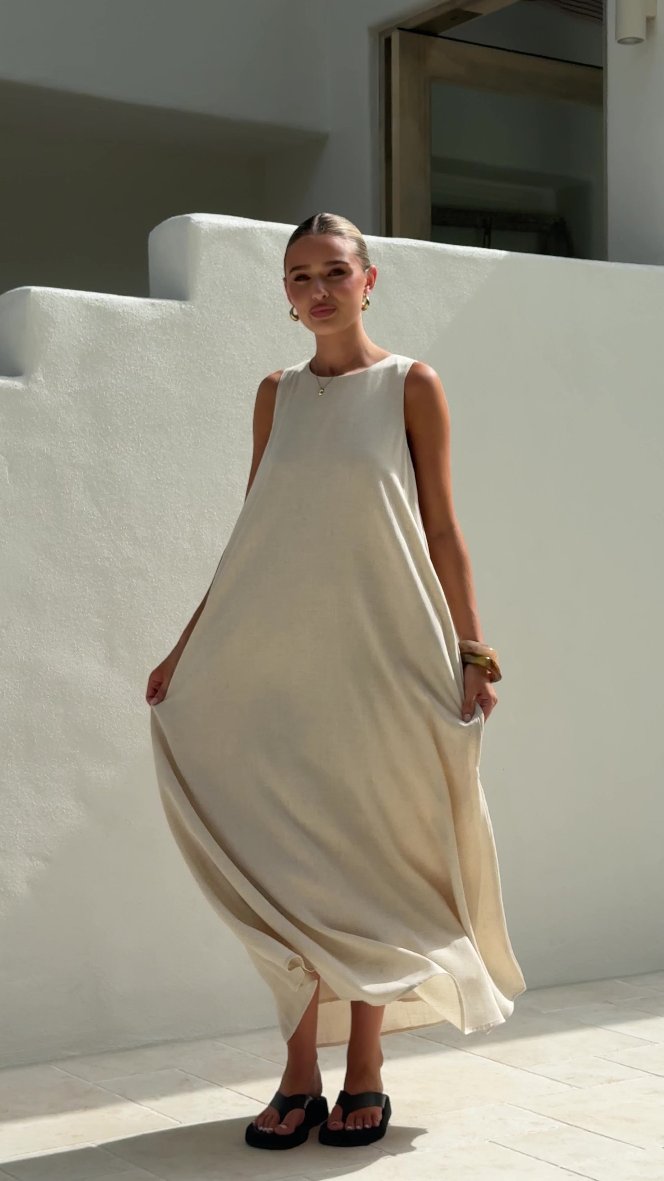 Load video: Mylah Maxi Dress - Natural - Billy J