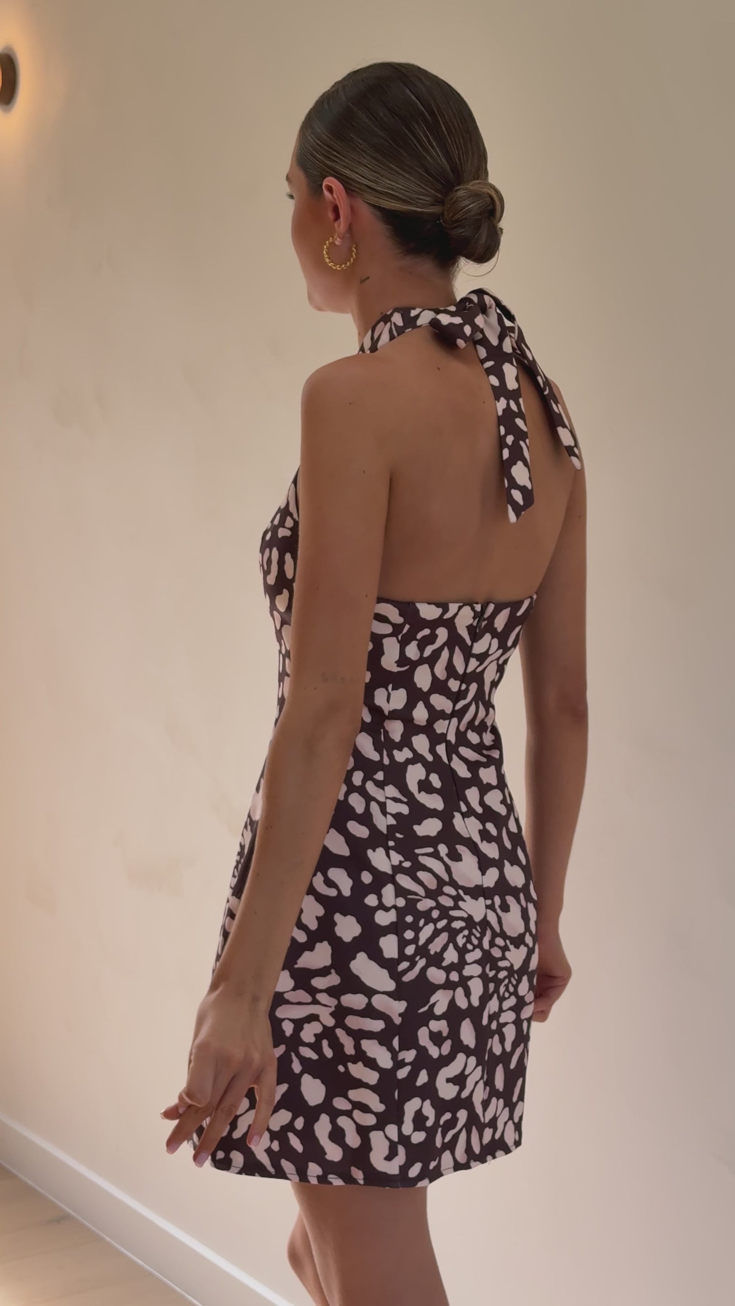 Lula Mini Dress - Brown Print - Billy J