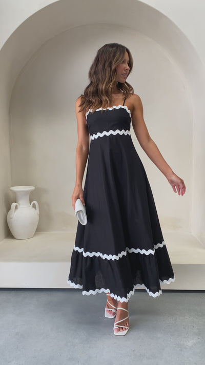 Load and play video in Gallery viewer, Brodey Midi Dress - Black / White
