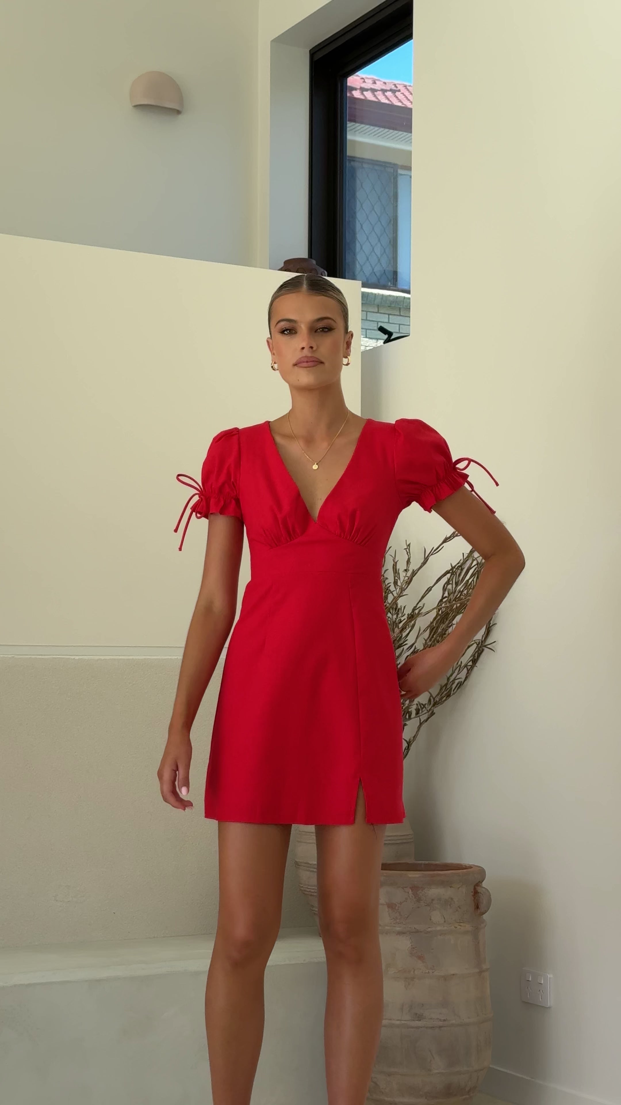 Breigh Mini Dress - Cherry Red