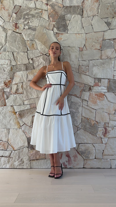 Load and play video in Gallery viewer, Baina Midi Dress - White/Black
