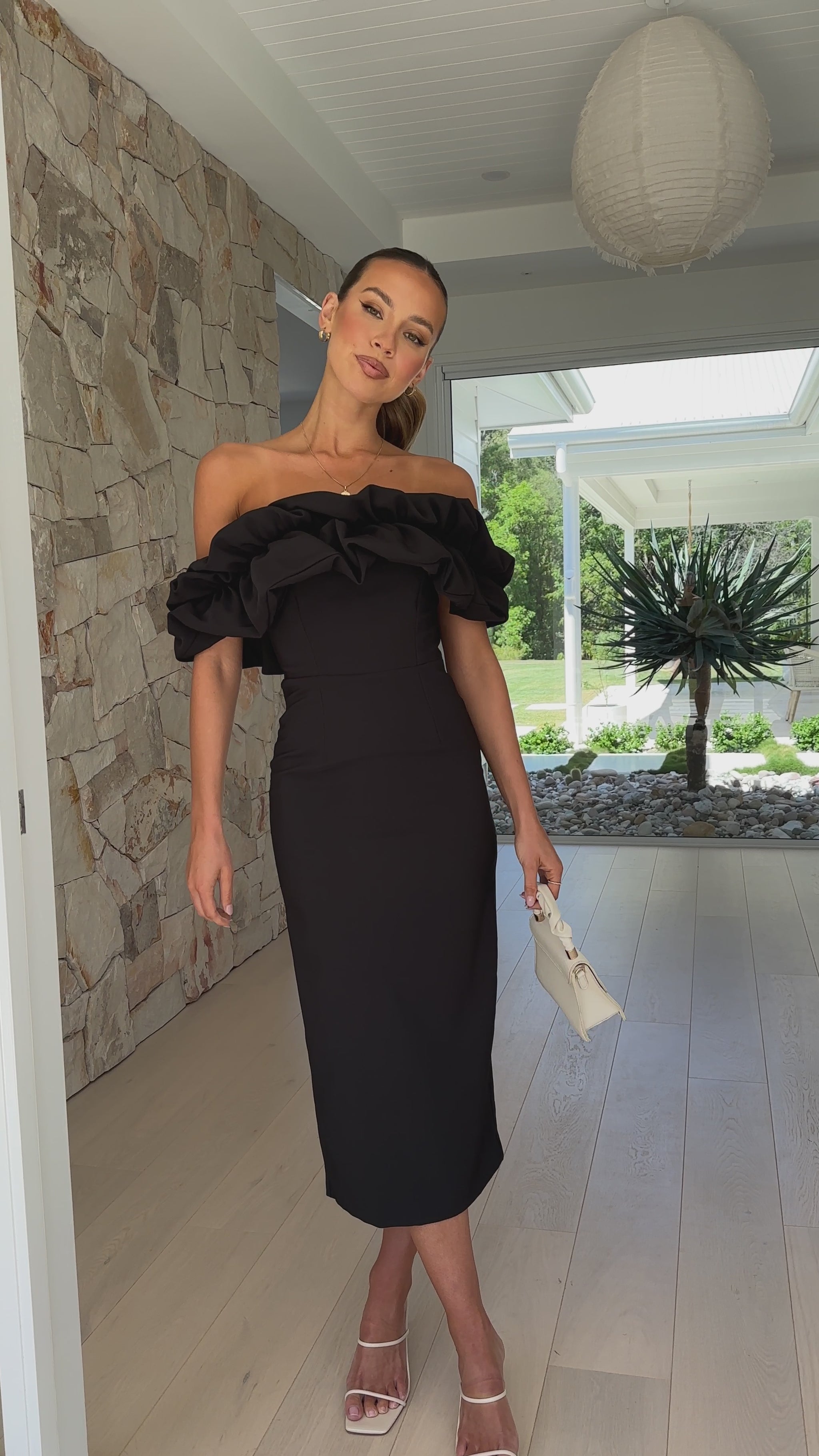 Bernadette Midi Dress - Black - Billy J