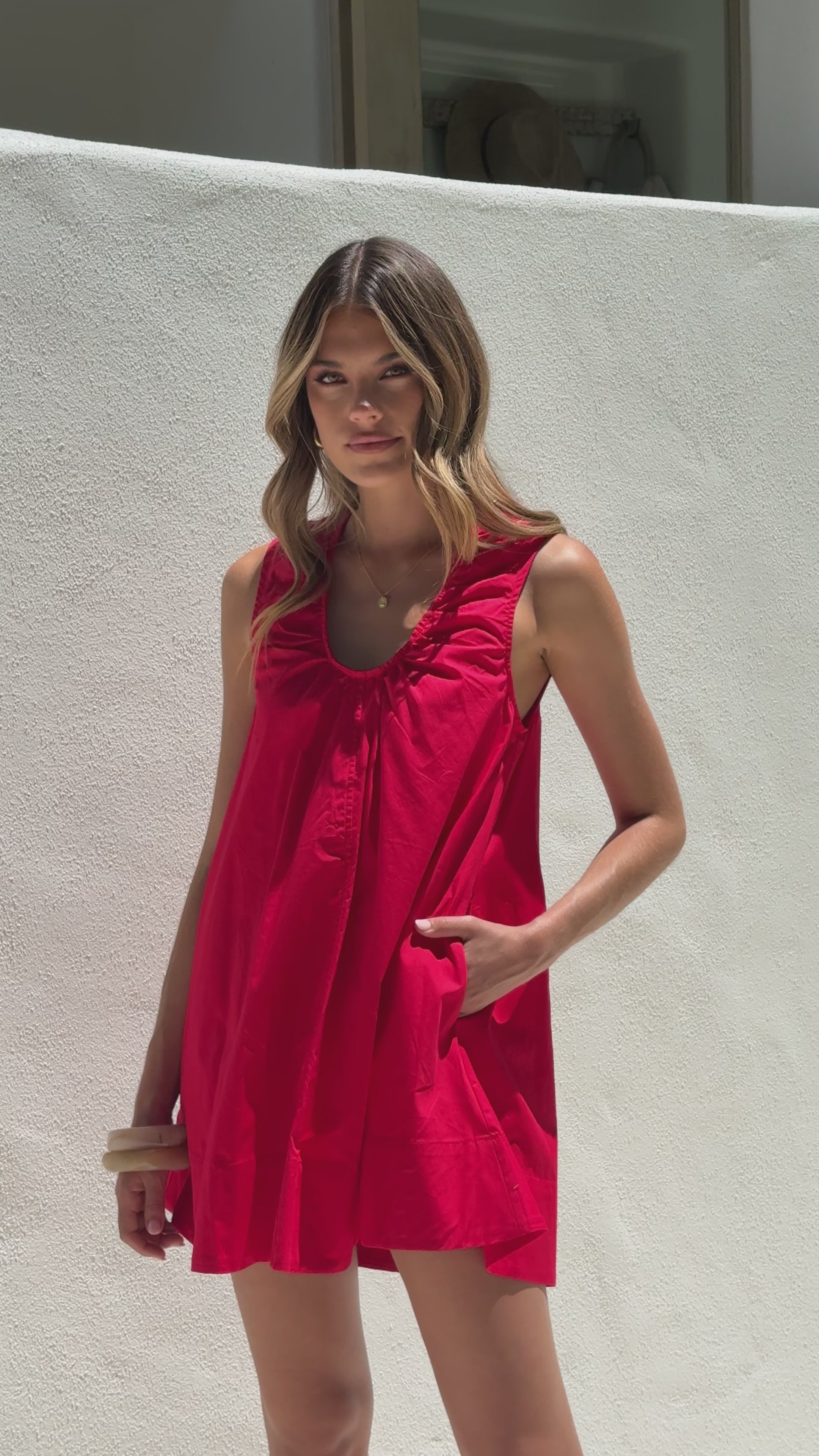 Load video: Vika Mini Dress - Red - Billy J