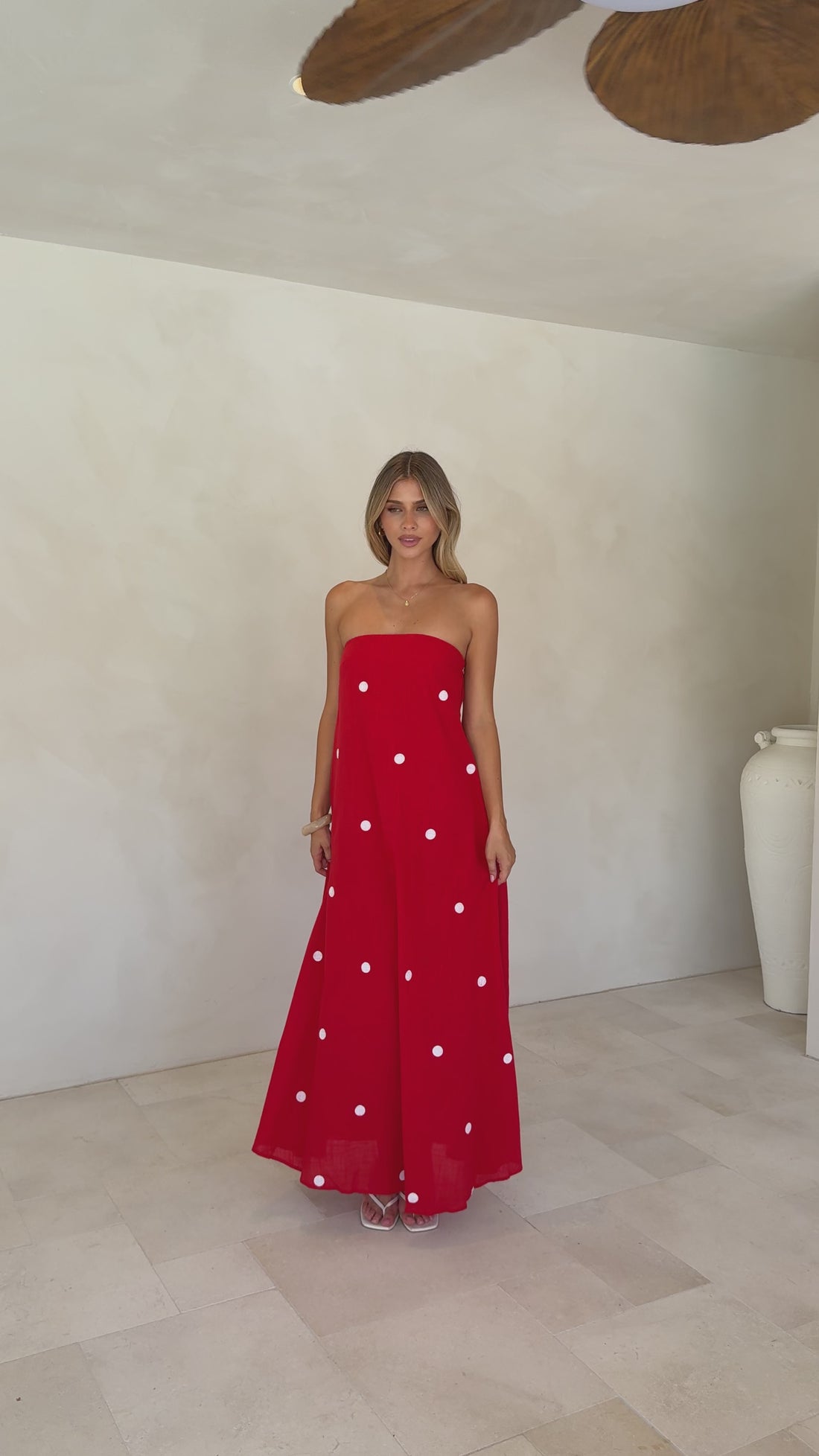 Connie Maxi Dress - Red/White Polka Dot - Billy J
