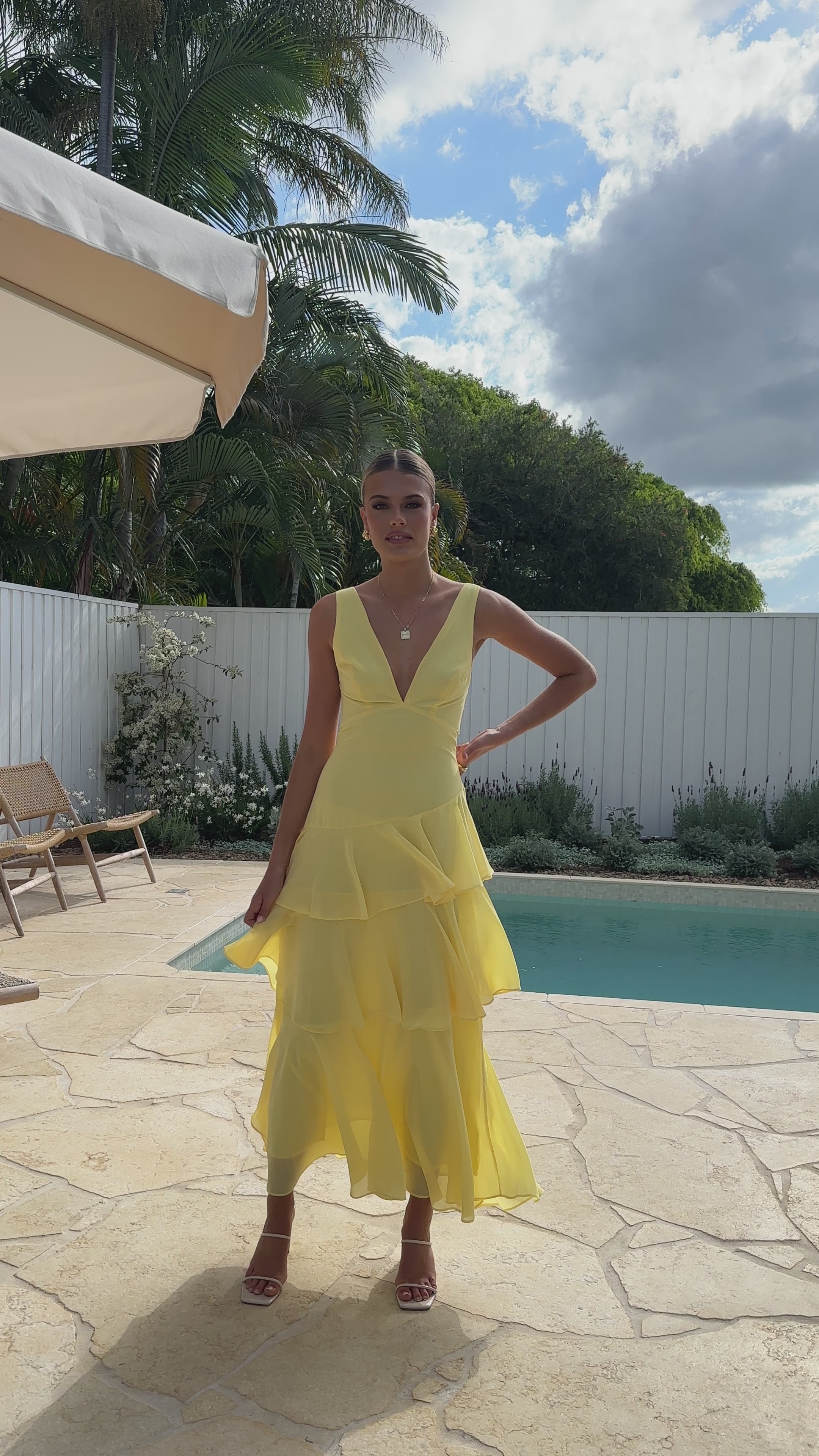 Load video: Stasie Maxi Dress - Yellow - Billy J