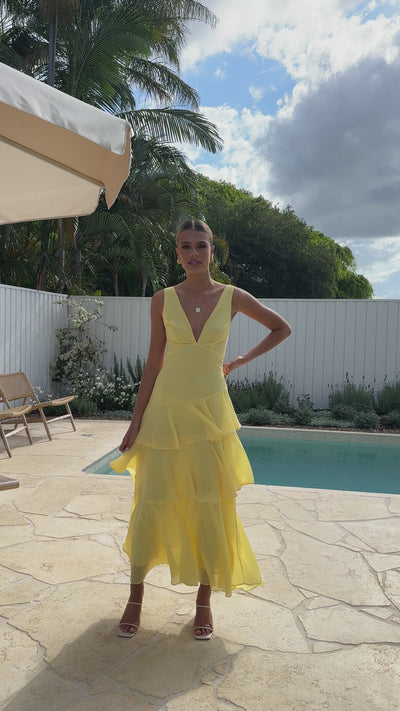 Load and play video in Gallery viewer, Stasie Maxi Dress - Yellow
