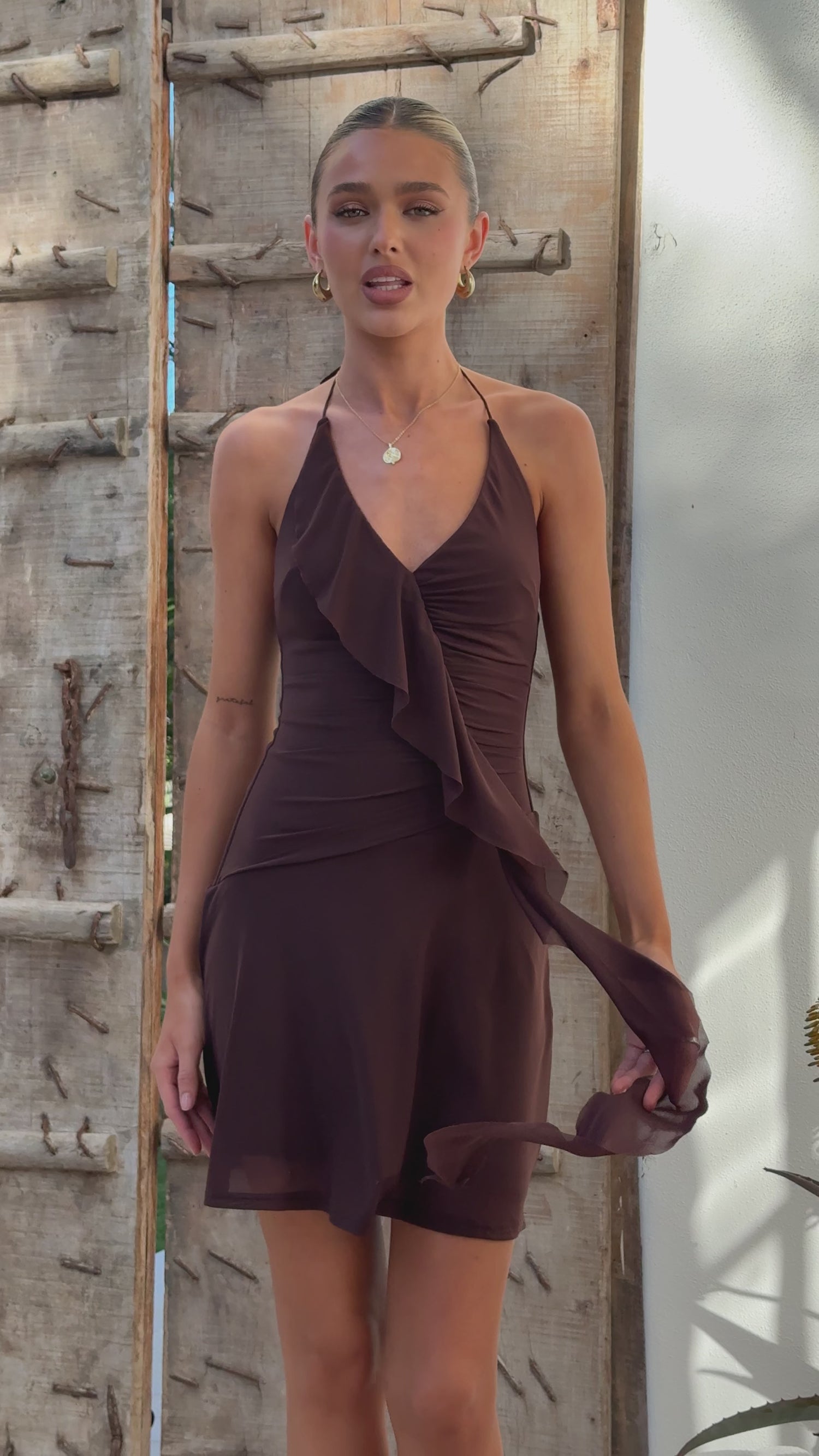 Valli Mini Dress - Chocolate - Billy J