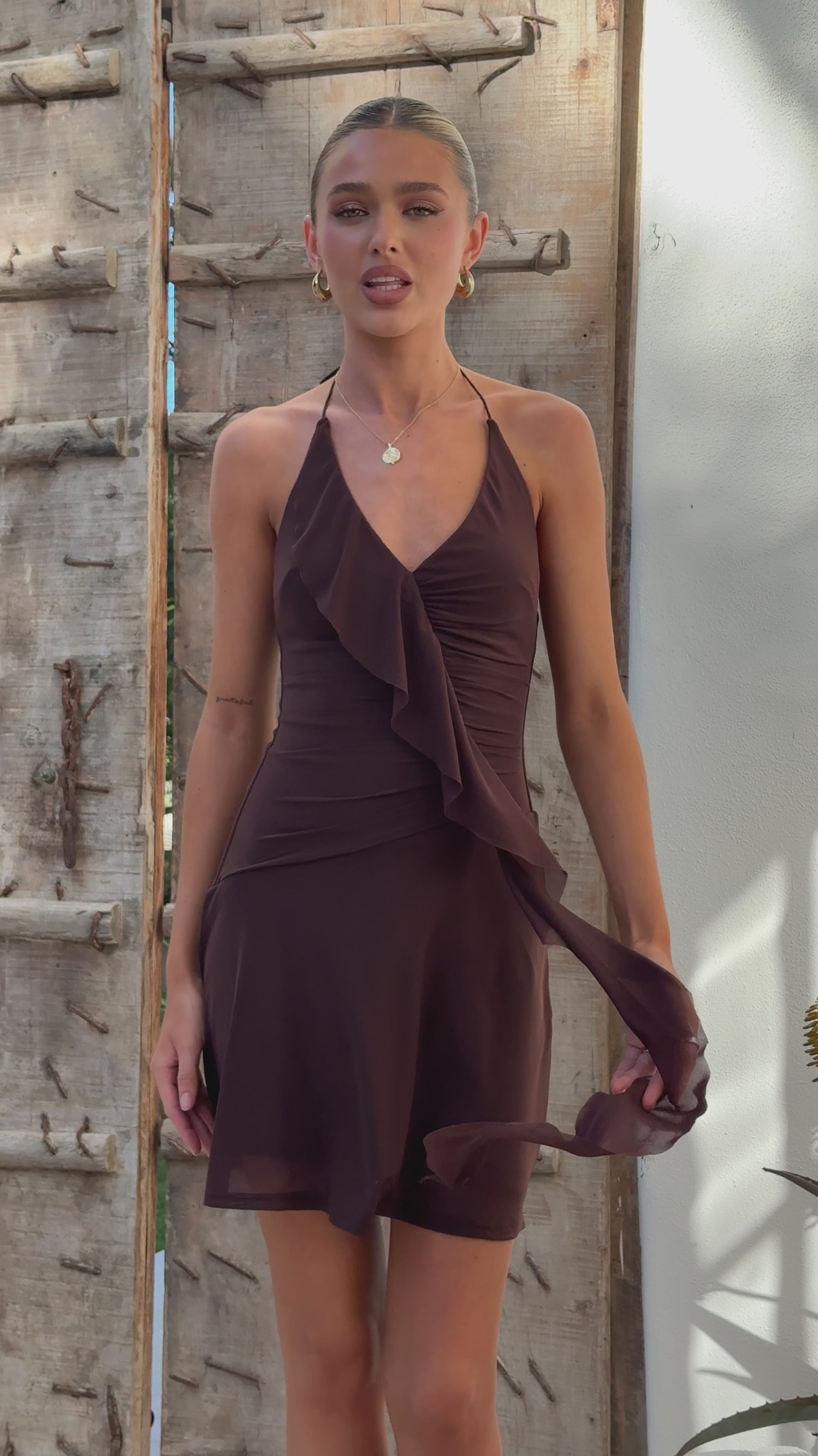 Valli Mini Dress - Chocolate - Billy J