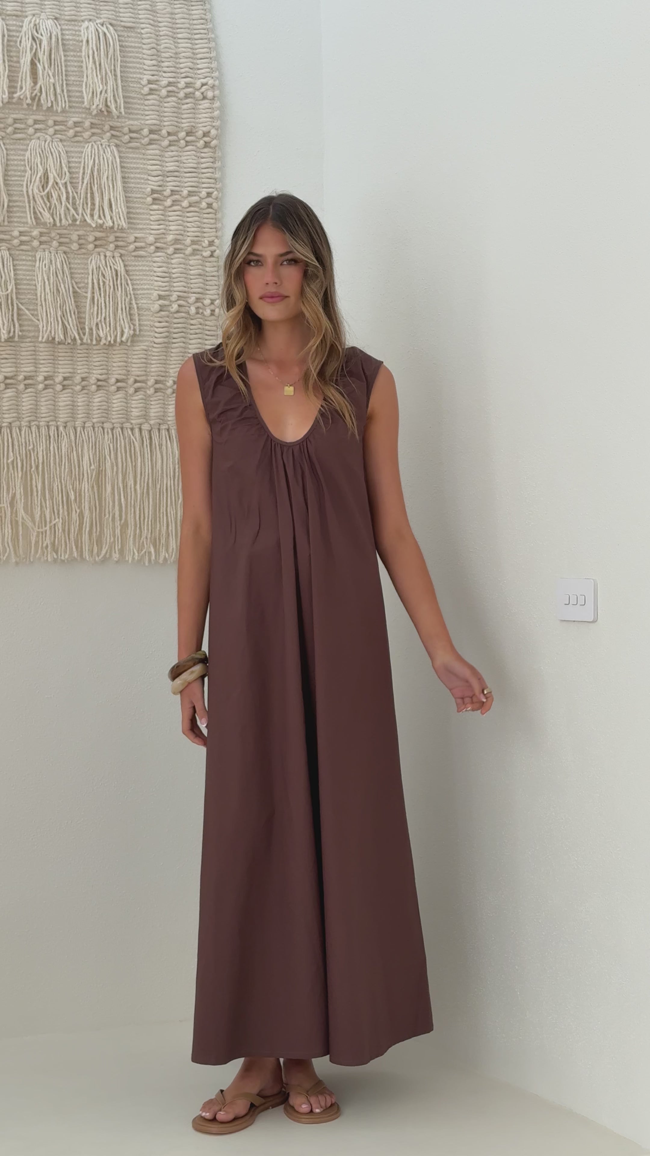 Load video: Scout Maxi Dress - Chocolate - Billy J