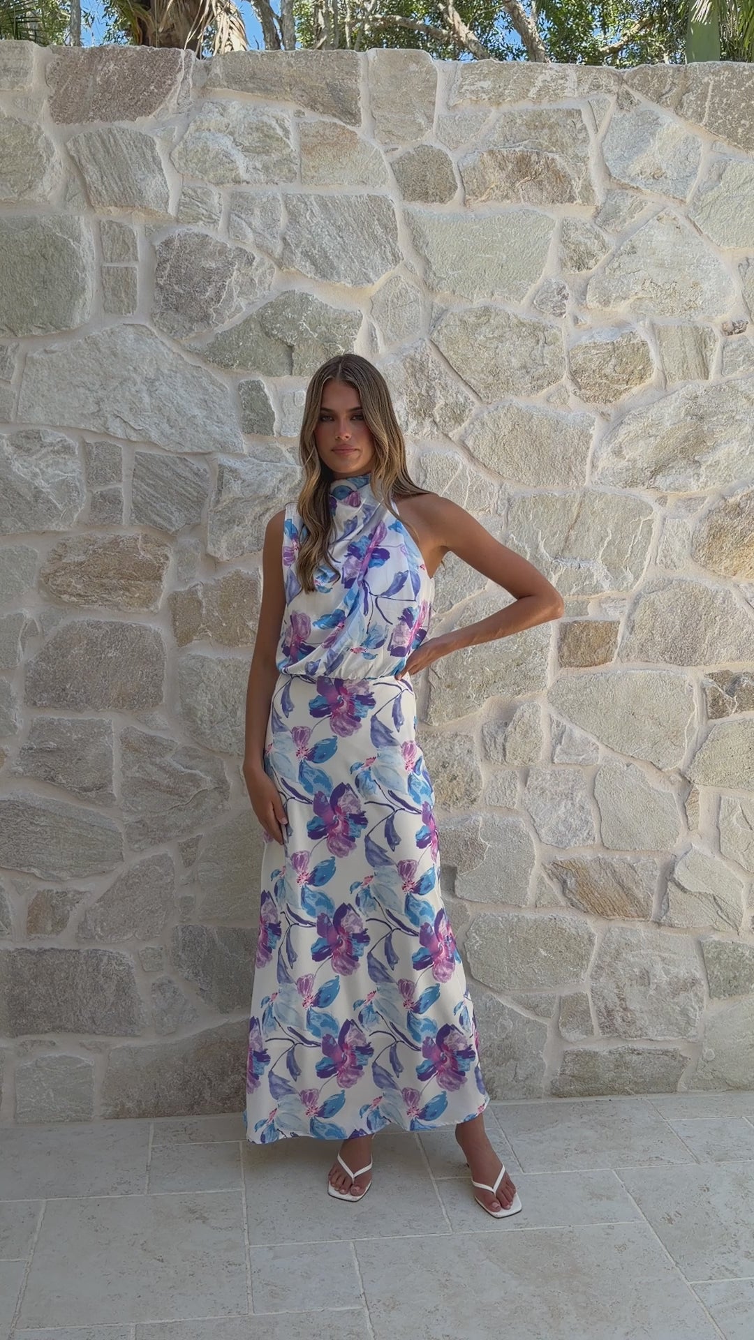 Load video: Marlie Midi Dress - Blue Floral - Billy J
