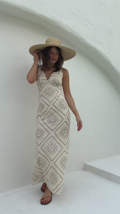 Load and play video in Gallery viewer, Saniah Maxi Dress - Beige
