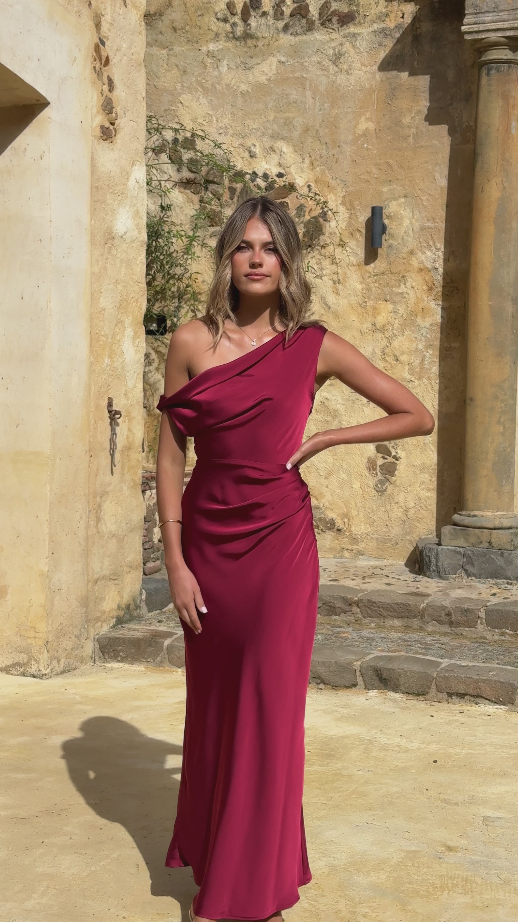 Load video: Gigi Maxi Dress - Wine - Billy J