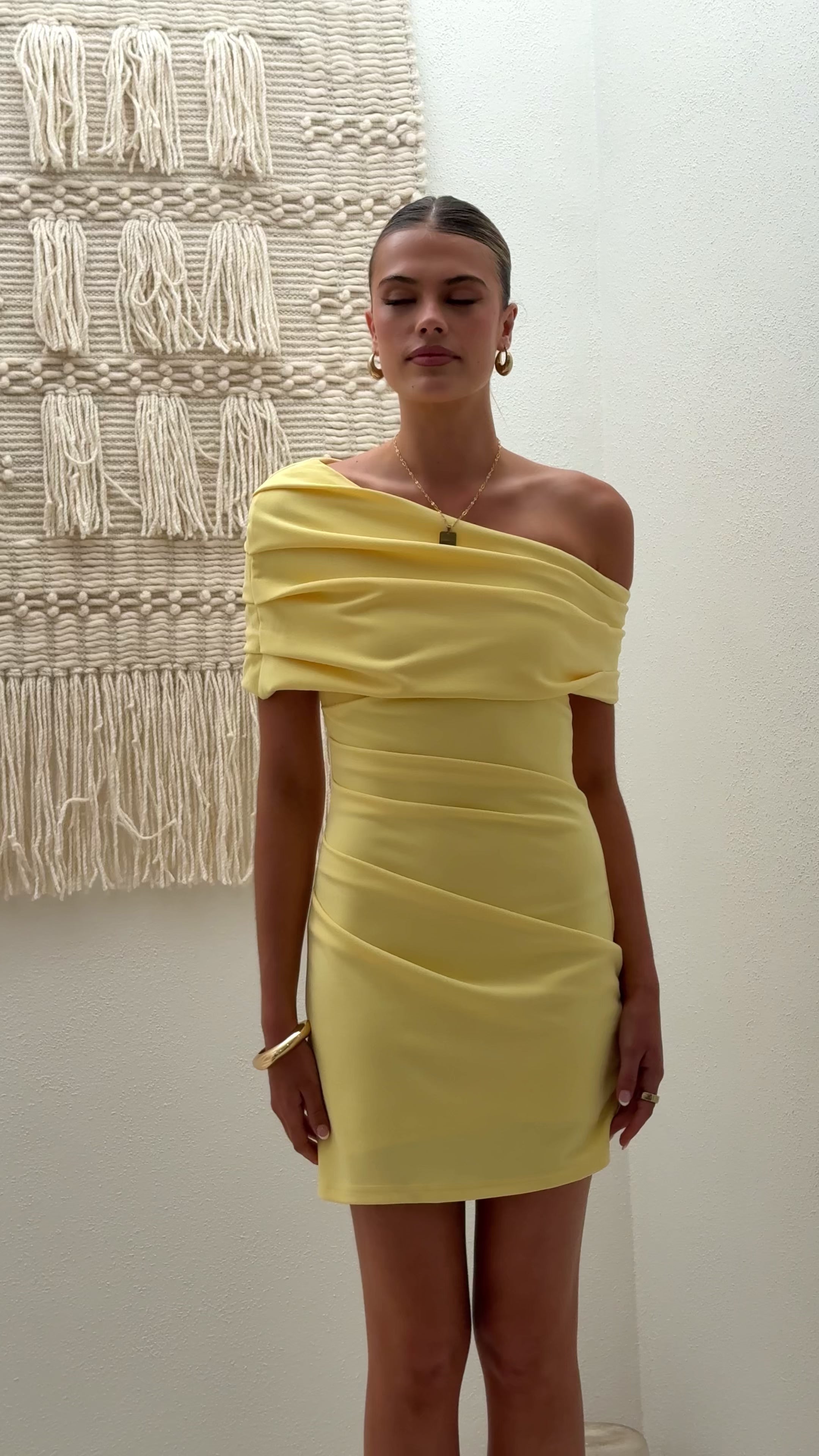Load video: Telaia Mini Dress - Yellow - Billy J