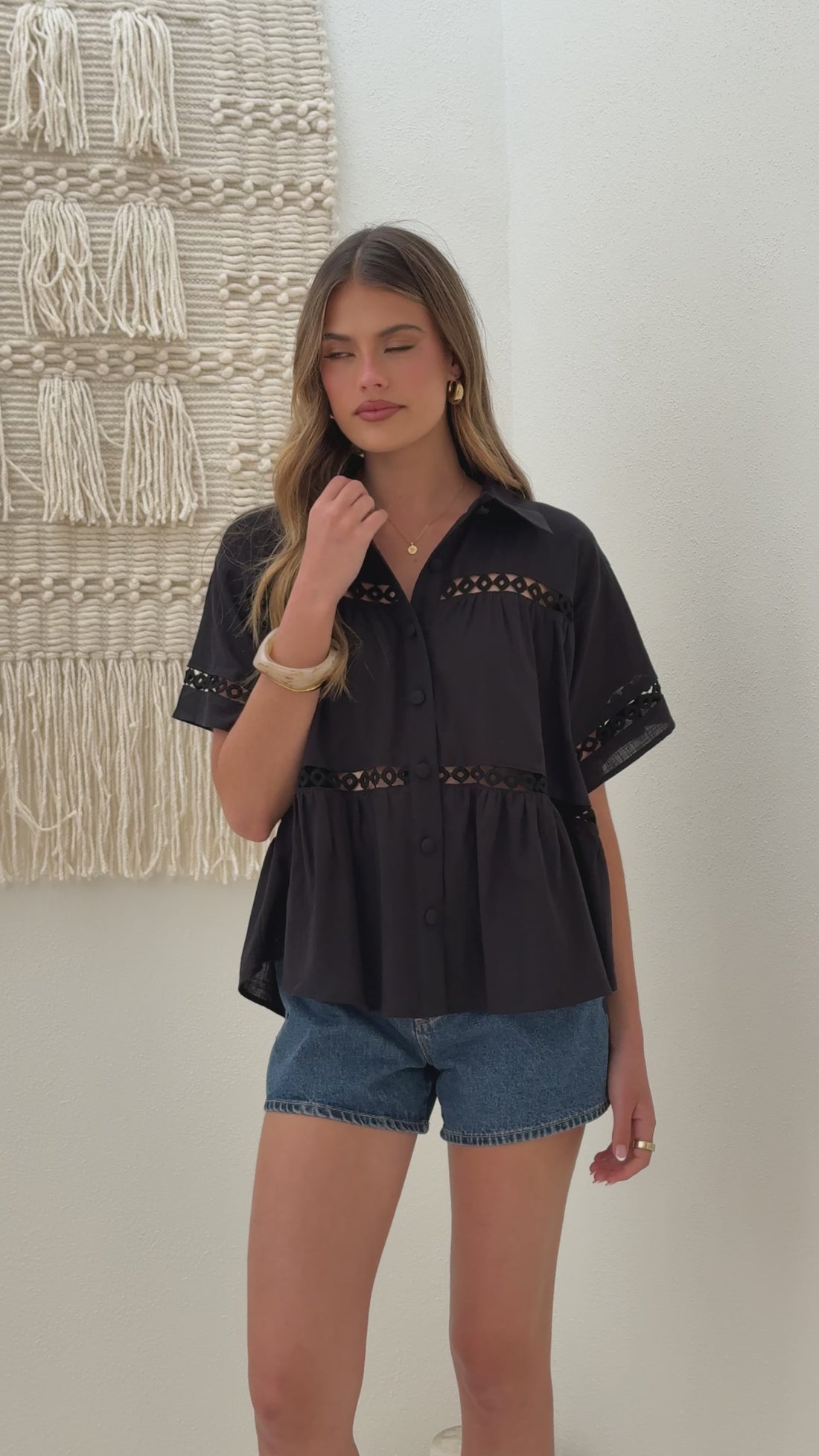 Azaria Button Up Shirt - Black - Billy J