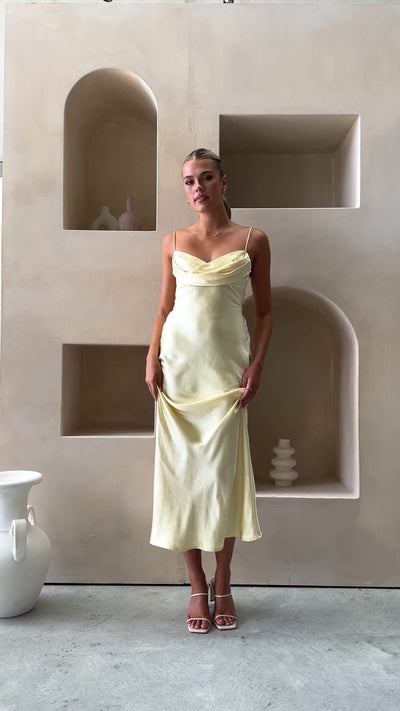 Load and play video in Gallery viewer, Justine Midi Dress - Yellow
