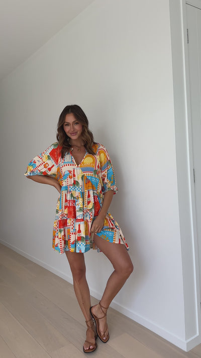 Load and play video in Gallery viewer, Petal Mini Dress - Sun Lounger Print
