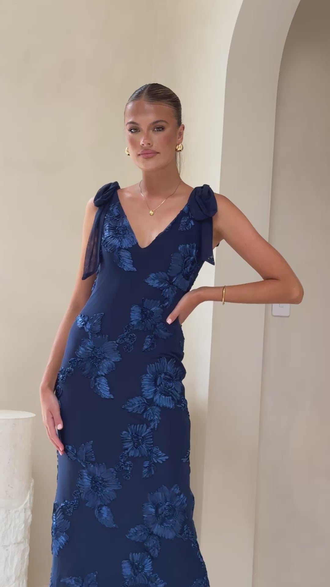 Usha Tie Strap Maxi Dress - Navy - Billy J