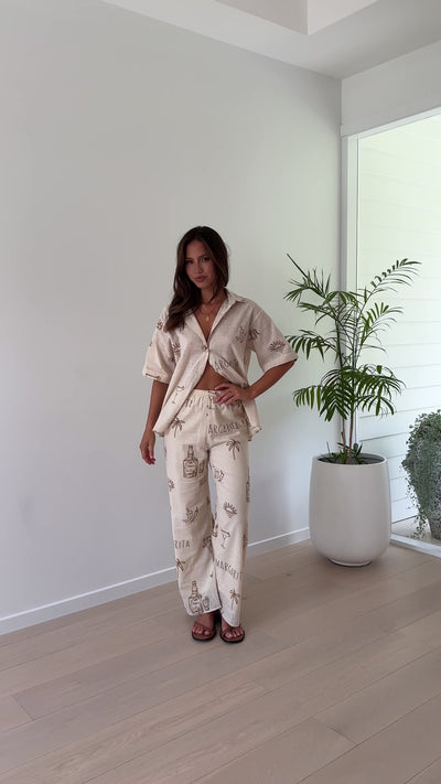Load and play video in Gallery viewer, Bailie Shirt and Pants Set - Beige / Tan Margarita
