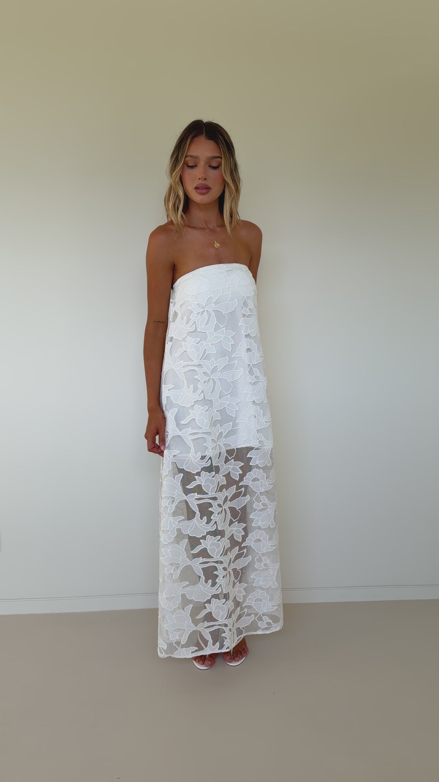 Estelle Maxi Dress - White Bloom Lace - Billy J