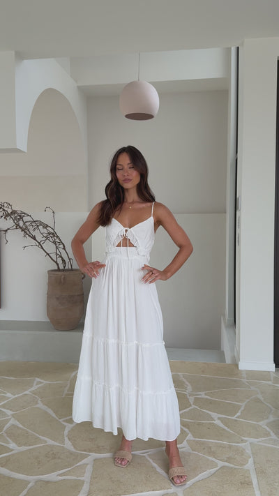 Load and play video in Gallery viewer, Andrea Maxi Dress - White - Billy J
