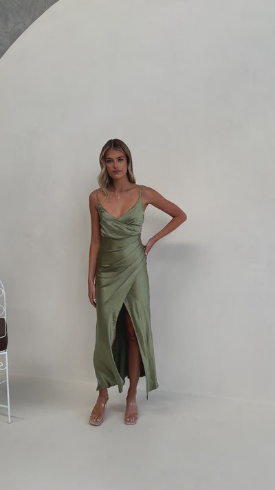 Load and play video in Gallery viewer, Elsa Midi Dress - Olive
