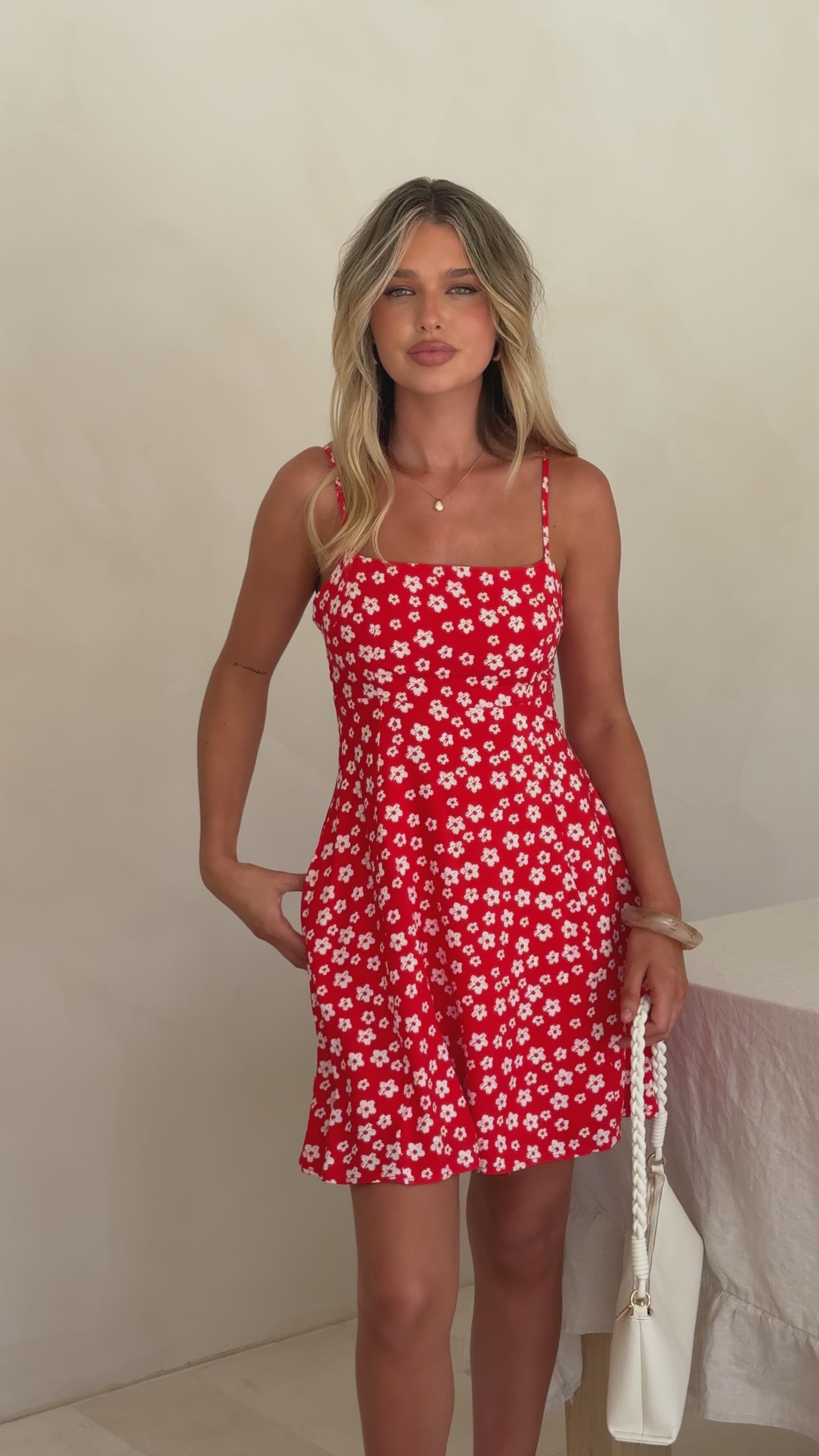 Load video: Daisy Mini Dress - Red - Billy J