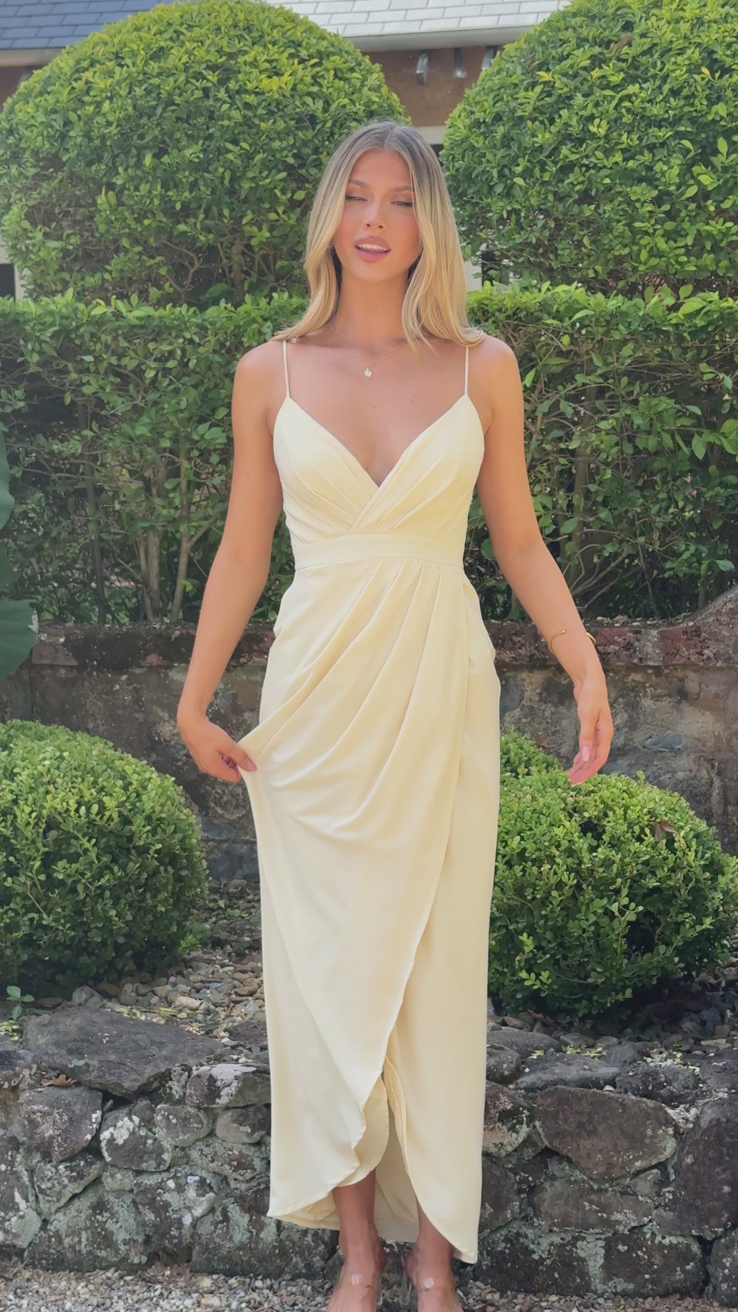 Charlotte Draped Maxi Dress - Yellow - Billy J