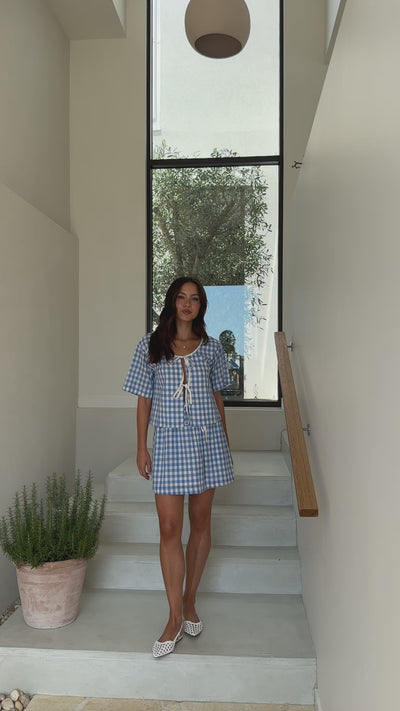 Load and play video in Gallery viewer, Madison Skirt - Blue/White Gingham
