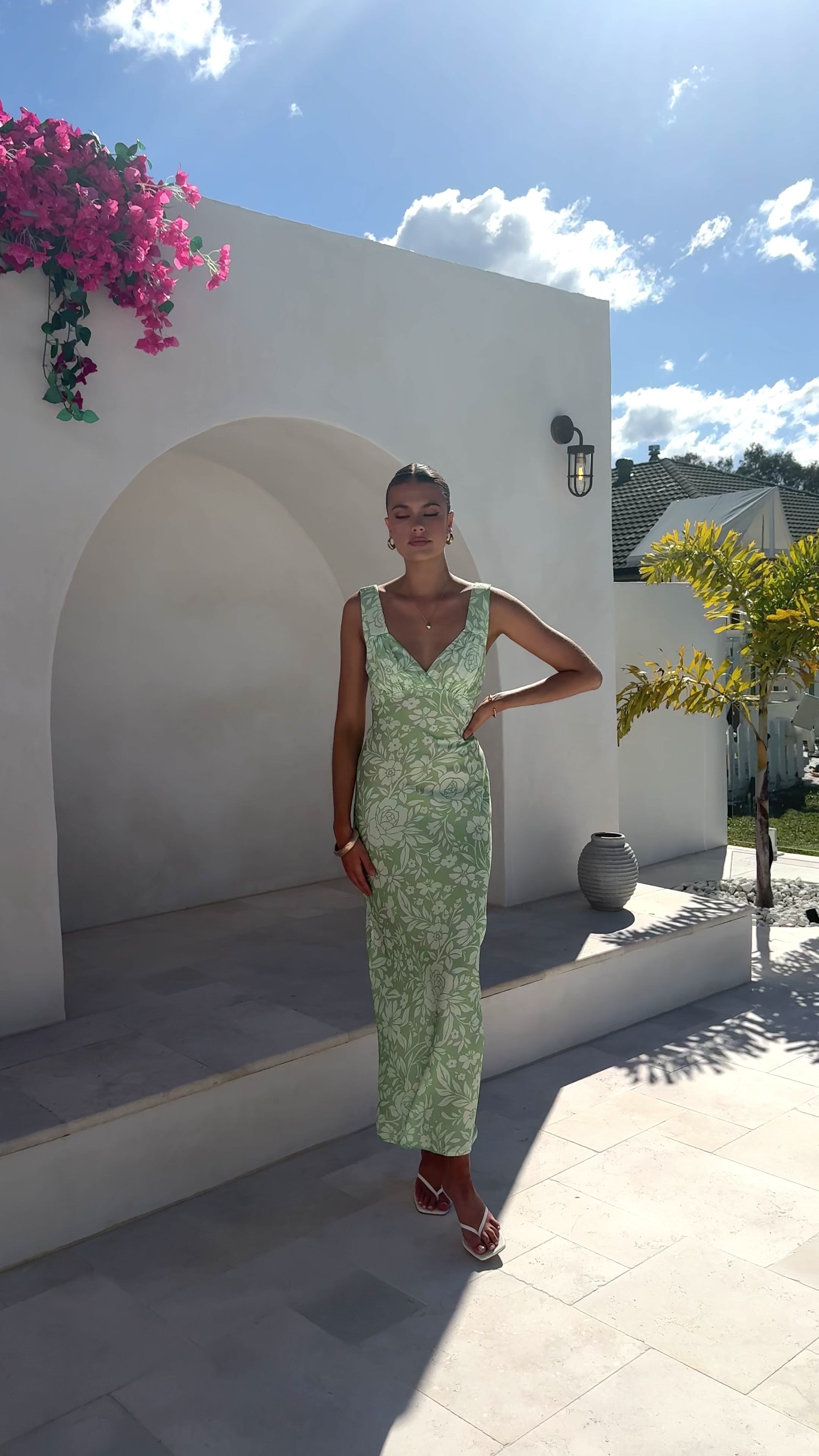 Load video: Rubie Maxi Dress - Lime Floral - Billy J