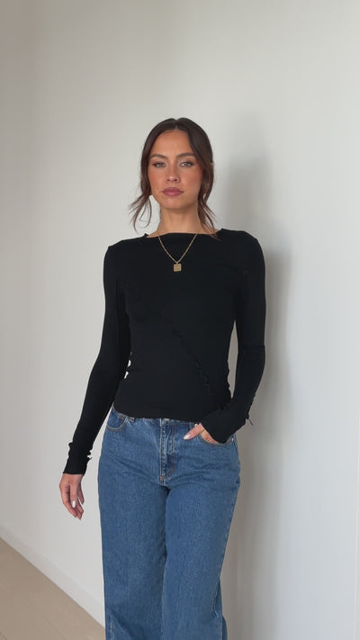 Load and play video in Gallery viewer, Leya Long Sleeve Top - Black - Billy J
