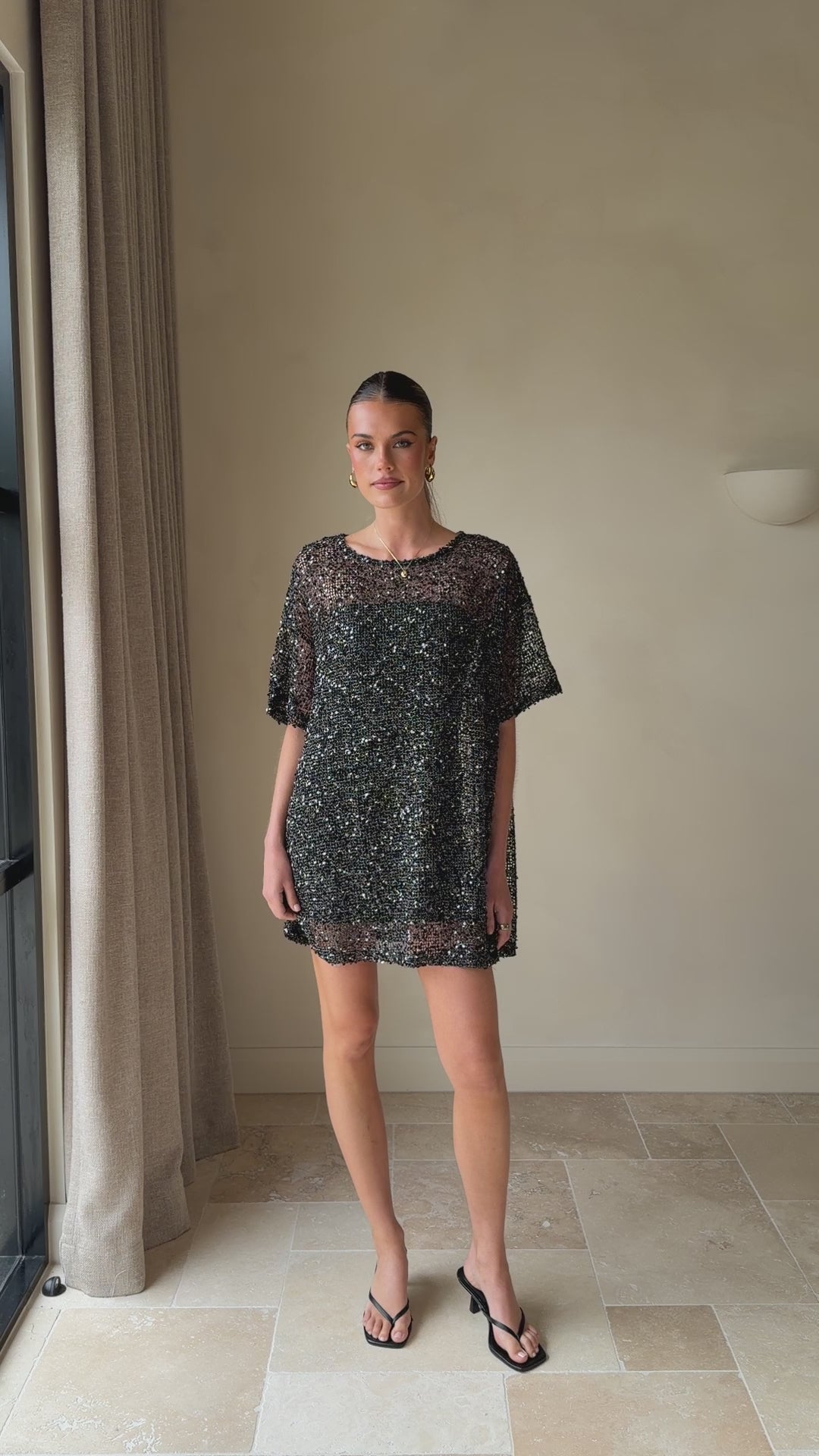 Zanthe Sequin Mini Dress - Black - Billy J