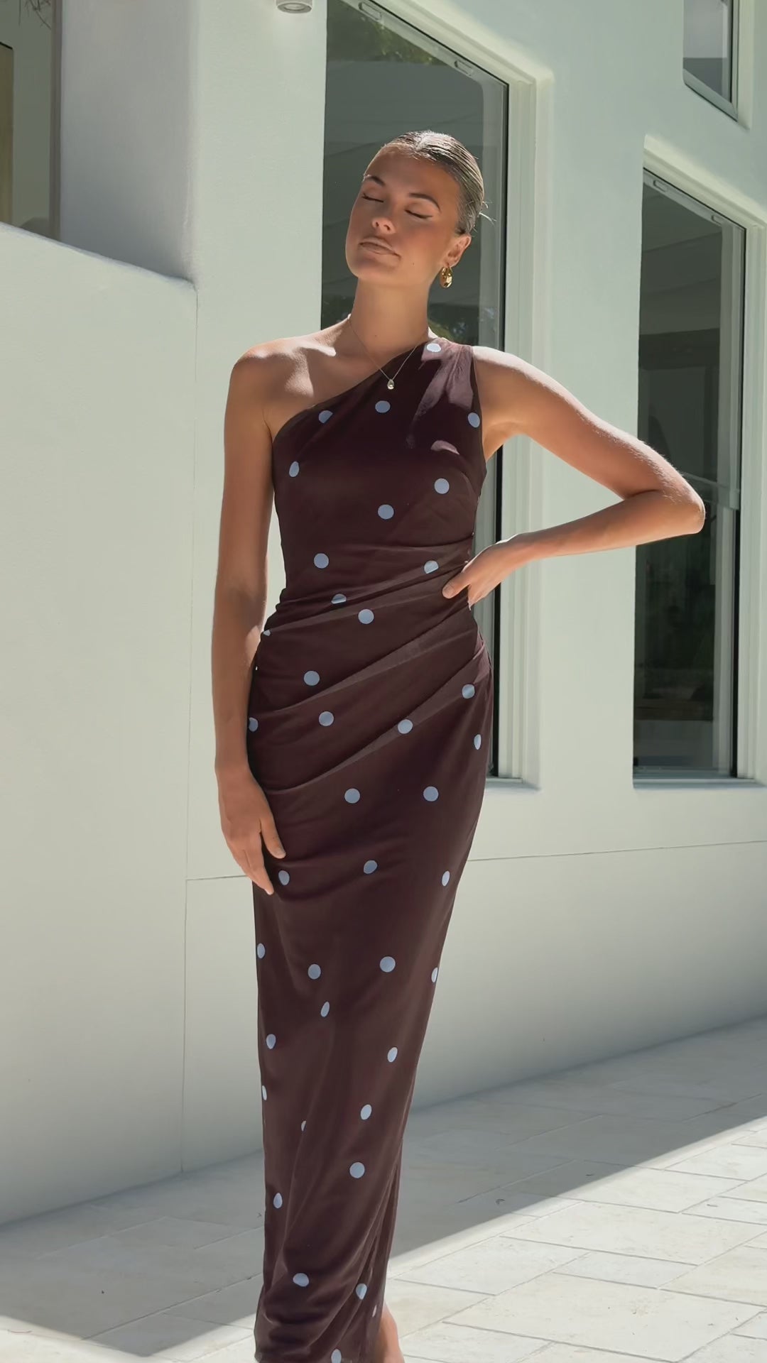 Cataleya Maxi Dress - Brown/Blue Polka Dot - Buy Women's Dresses