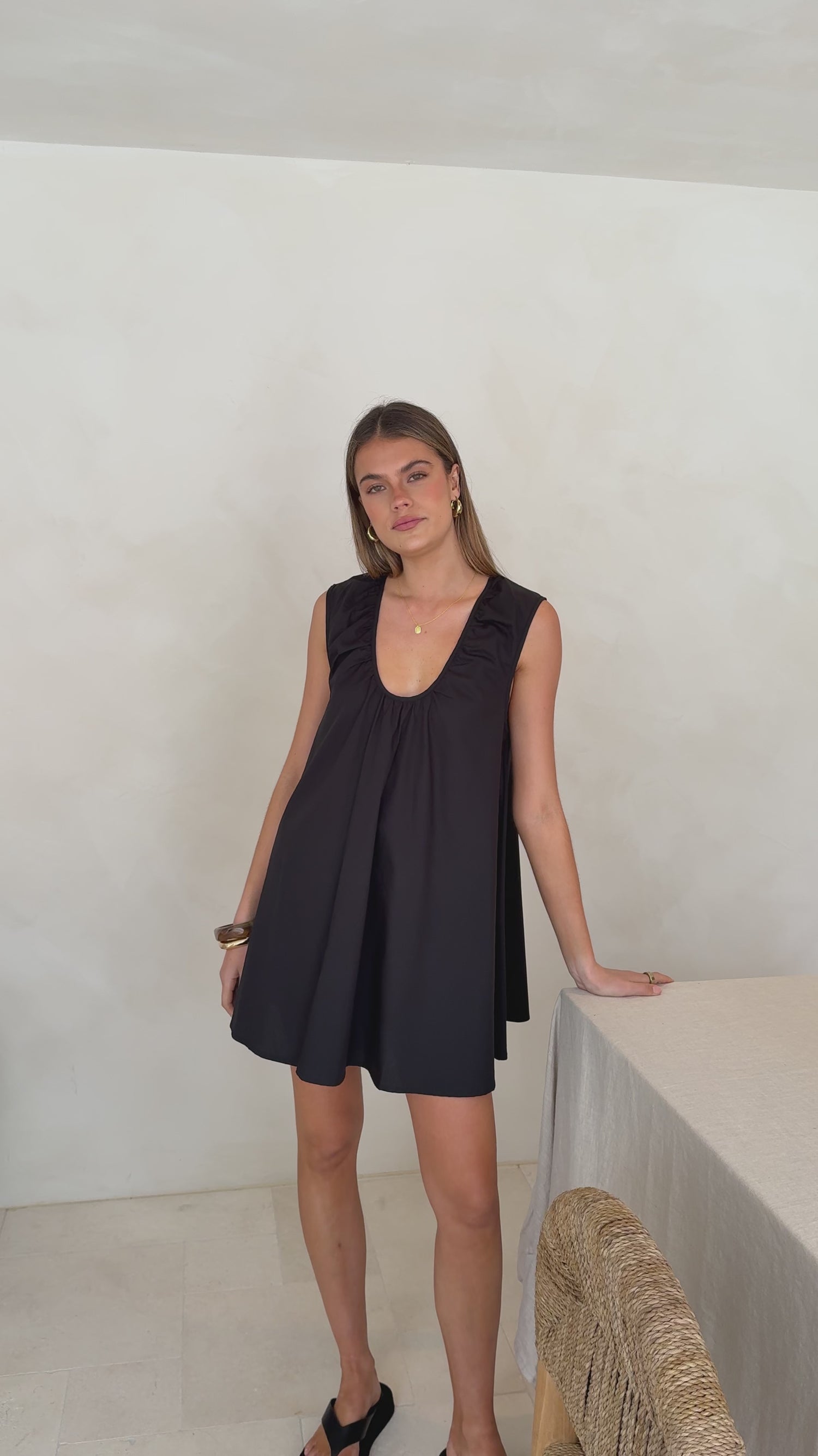 Vanessa Oversized Mini Dress - Black - Billy J