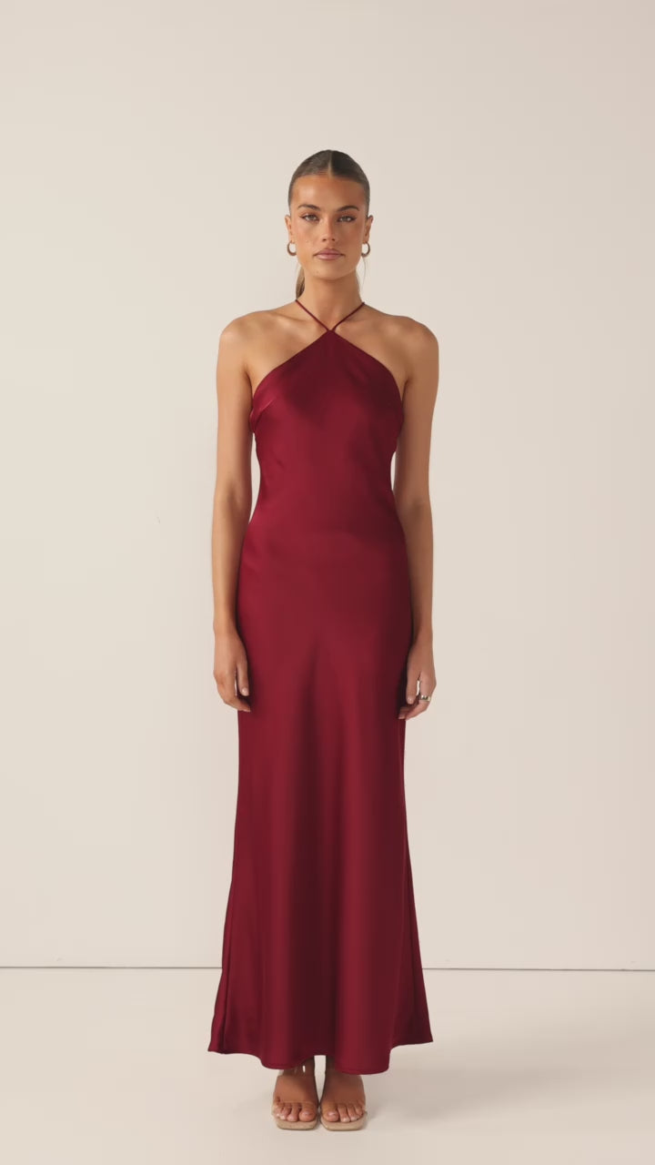 Load video: Chiara Maxi Dress - Wine - Billy J