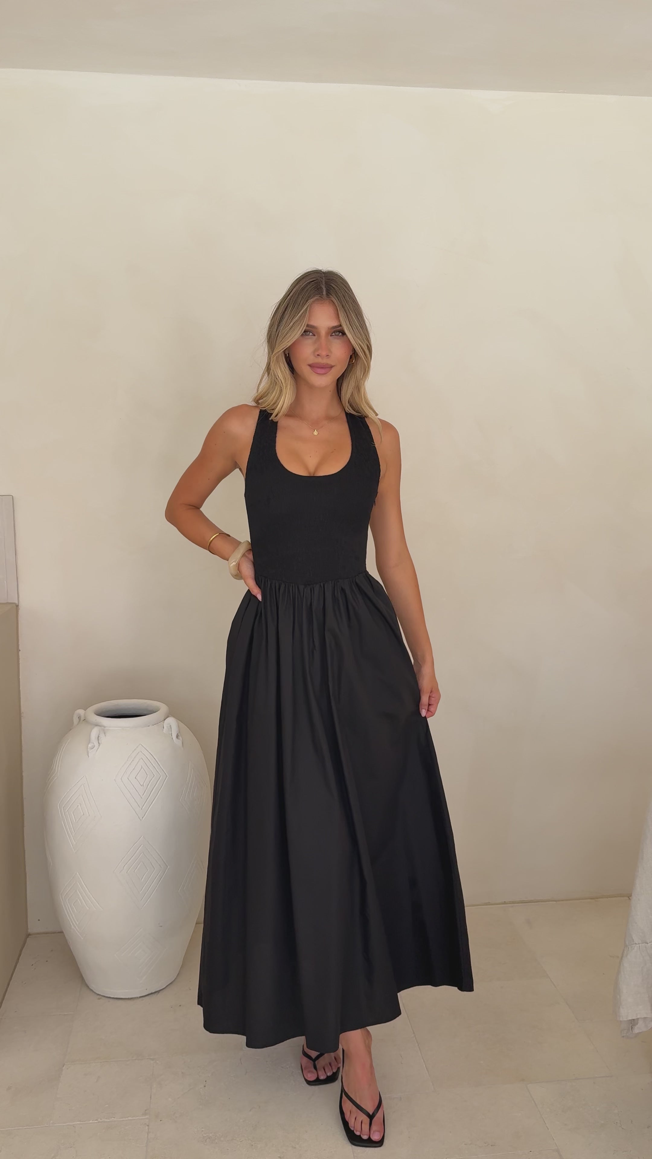 Load video: Maia Maxi Dress - Black - Billy J