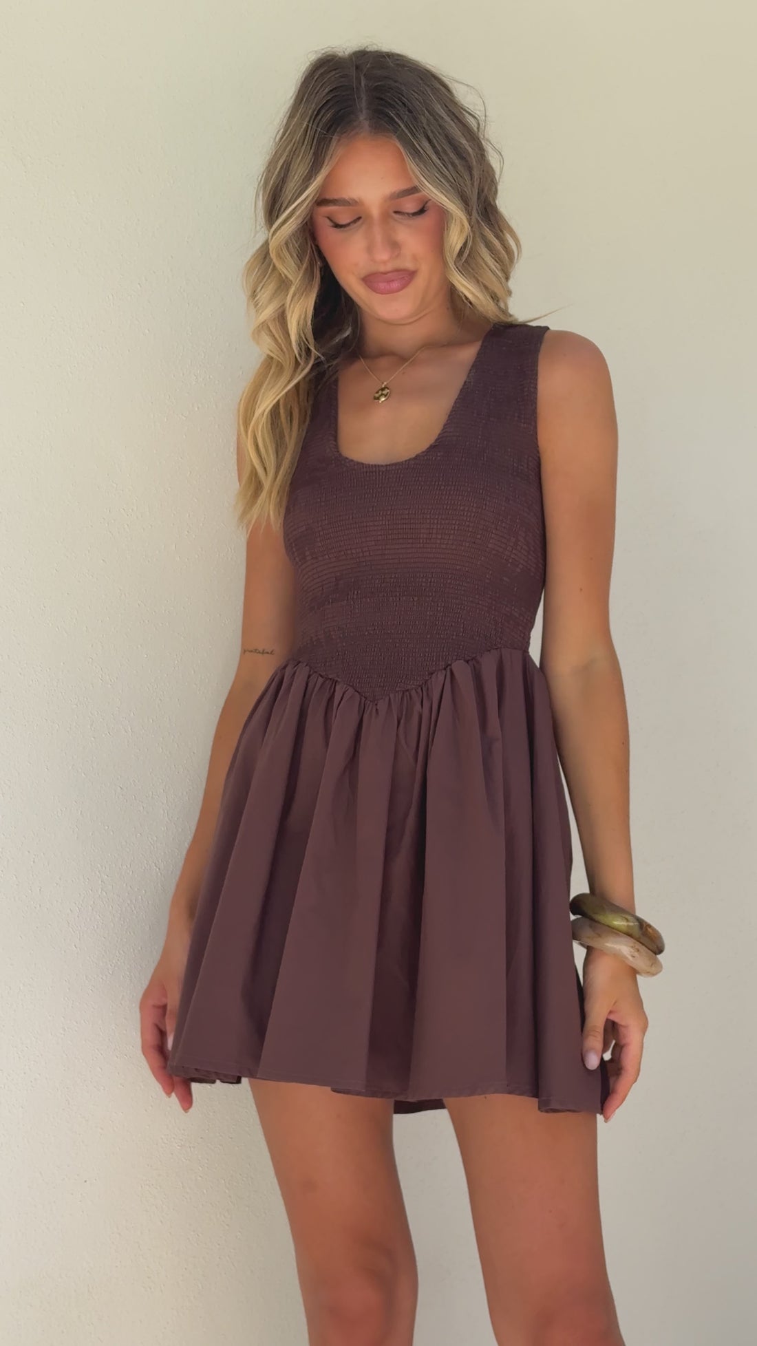 Amira Mini Dress - Chocolate - Billy J