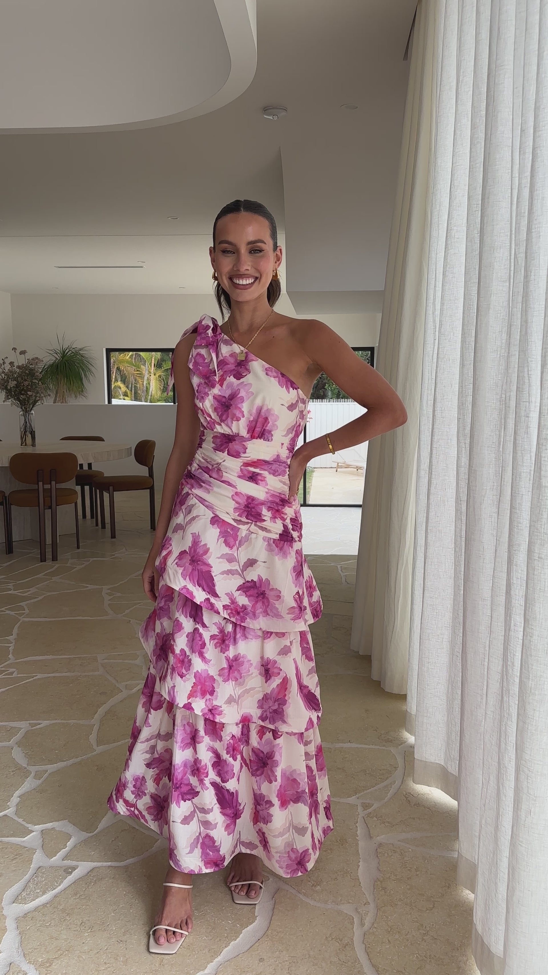 odilie one shoulder maxi dress Kleo One Shoulder Maxi Dress - Pink Floral